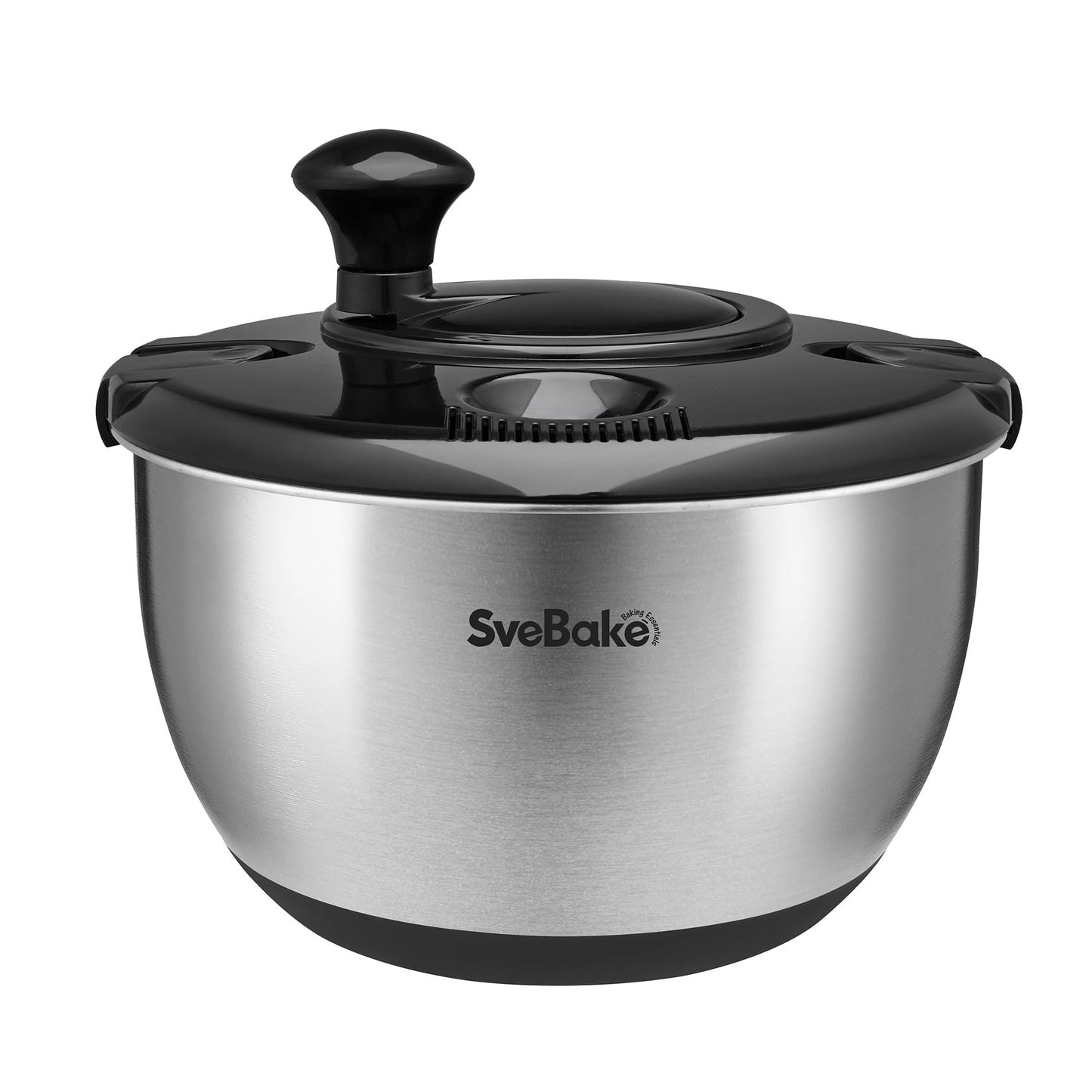 Stainless Steel Salad Spinner, 4.8 Qt Vegetable Washer, BPA-Free Lettuce Dryer with Crank Design, Easy Clean, Non-Slip Base - Transparent Lid BST220