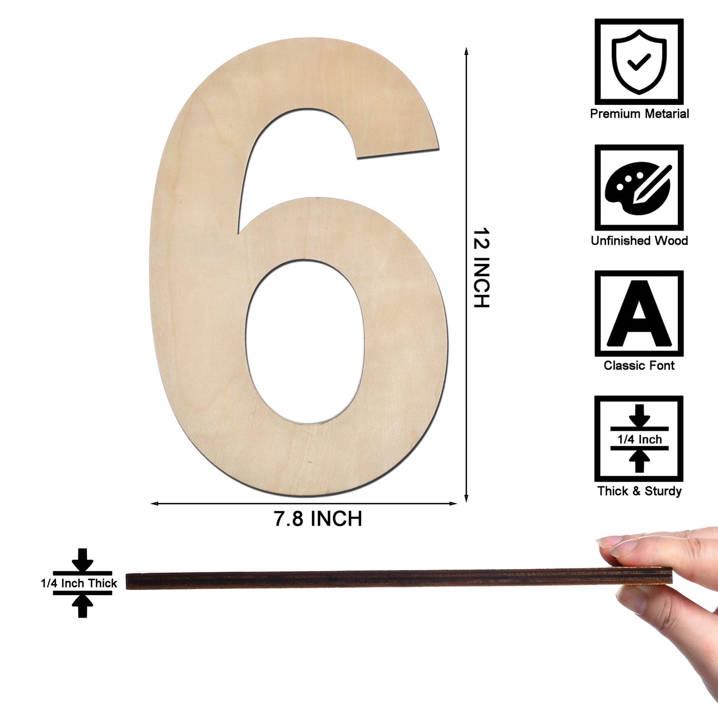 12 Inch Wooden Letter X, 1/4 Inch Thick Large Unfinished Wood Letter for Home Wall Decor, DIY Crafts BST220
