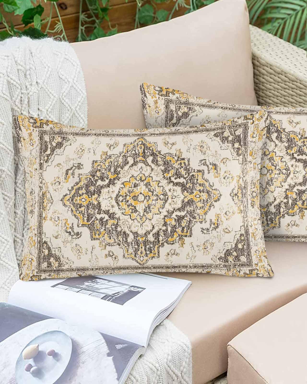 T&H XHome Pillow Covers 12x20 Inch Boho Style Orange Vintage Art Carpet Soft Brushed Microfiber Pillowcases with Hidden Zipper Closure Bed Pillow Shams for Bedroom Sofa Car BST202