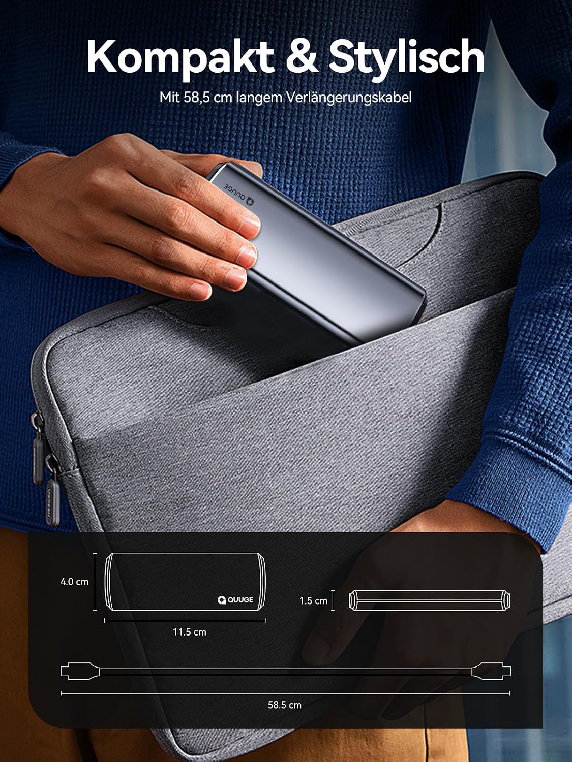 QUUGE NVMe M.2 USB 3.2 SSD Enclosure, USB-C Adapter USB 3.2 Gen 2 10Gbps, Hard Drive Enclosure Aluminum Alloy for PCIe M-Key/M+ B-Key SSDs (2230/2242/2260/2280), Tool-Free, Includes USB CC Cable WN420