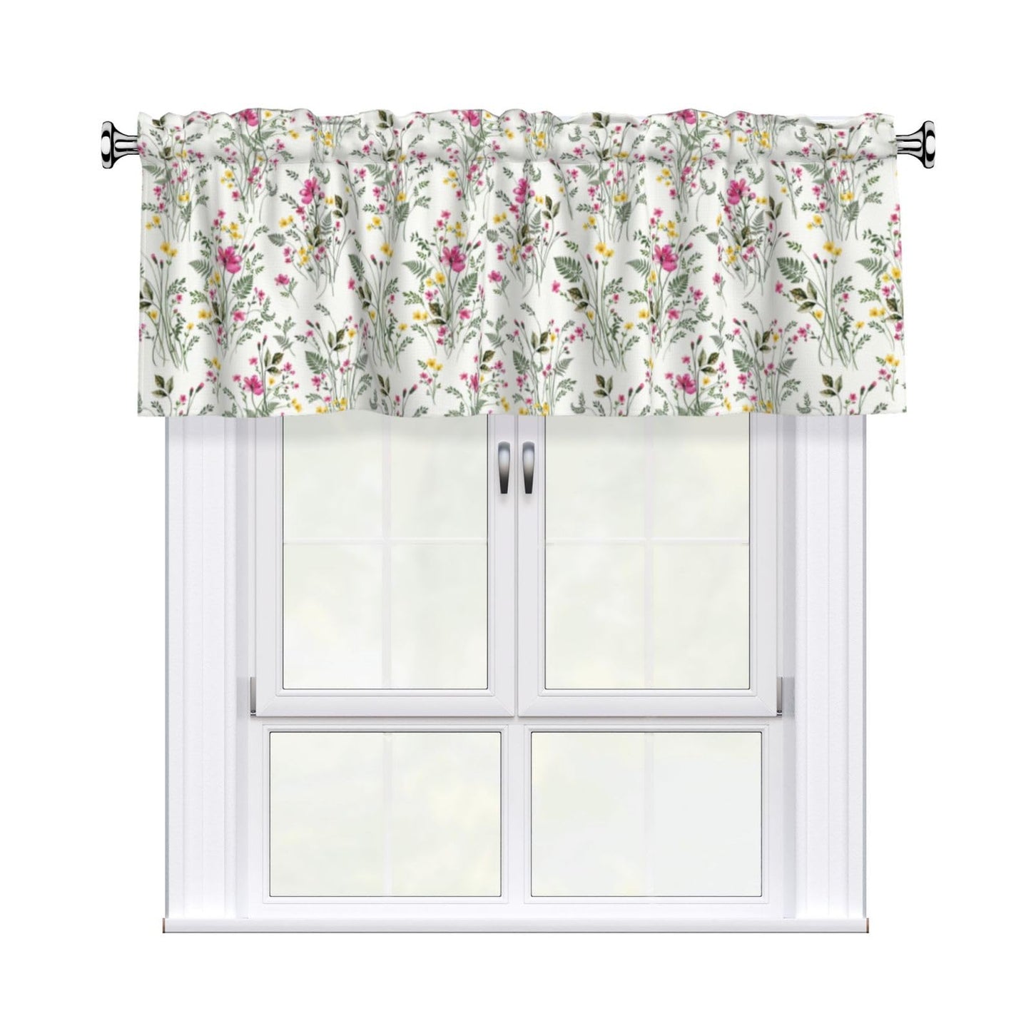 Easter Valances for Windows - Pink Spring Cafe Curtains Floral Bunny Short Curtains for Living Room Bathroom Bedroom Basement BST202