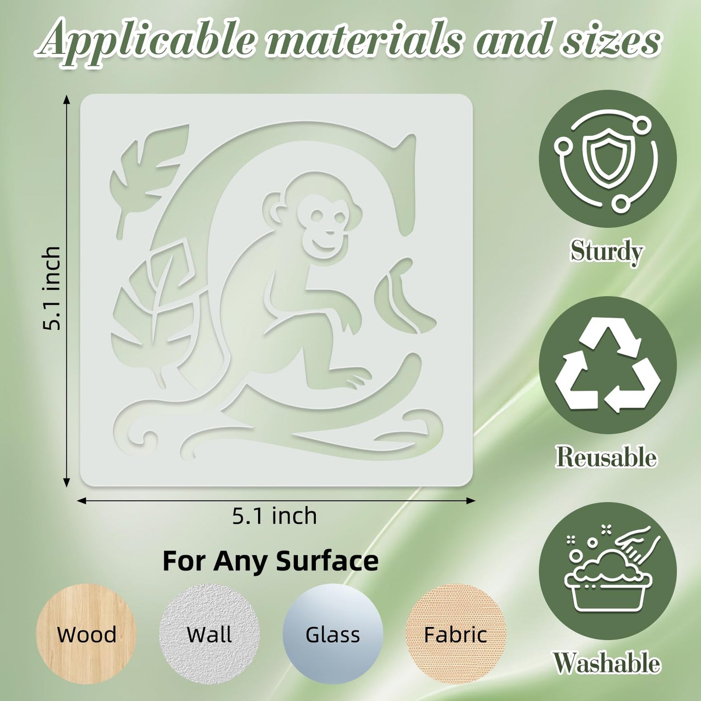 Letter Stencils for Crafts Reusable 42Pcs Number Stencils(5 Inch Font) | DIY Art Painting Stencil Furniture Decor Kit for Wood Embroidery Wall Silk Screen Journaling BST202