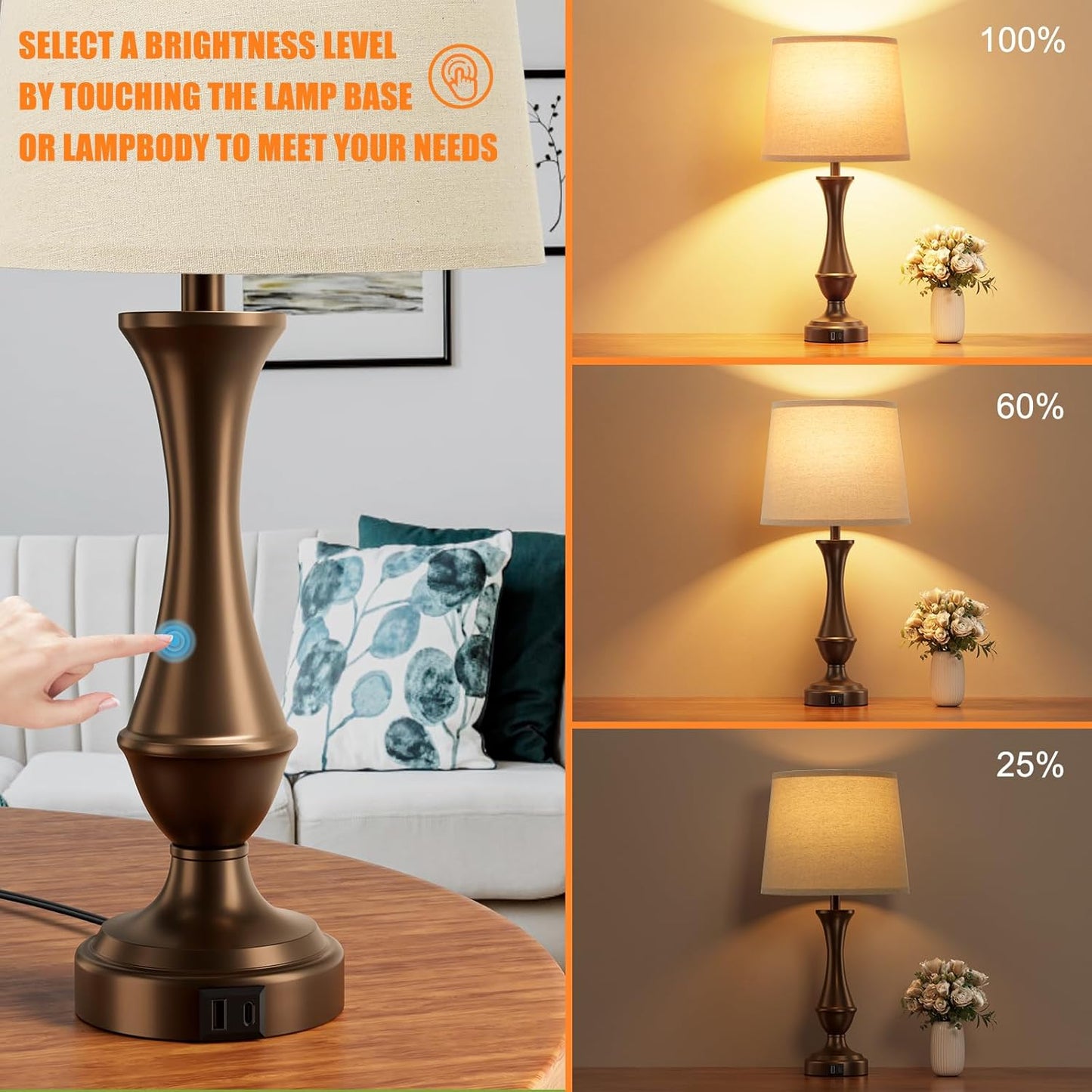 TABLE LAMPS Seealle Upgraded Touch Lamps for Night Stands 47