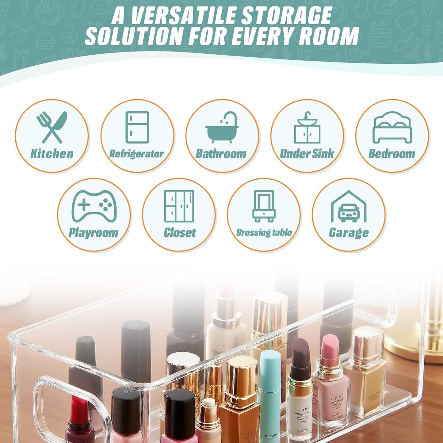Set of 8 Clear Organizers and Storage Bins, 4 Large and 4 Small Stackable Plastic Storage Containers with Handles for Fridge, Freezer, Pantry, Cabinet, Kitchen Organization BST326H