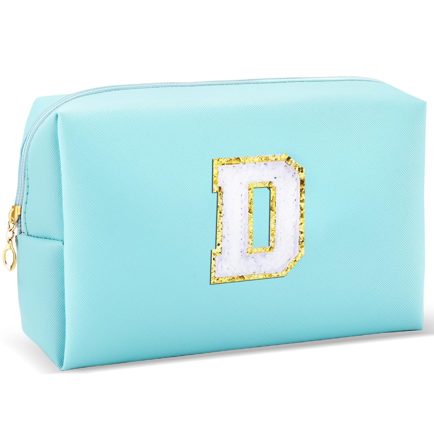 URSKYTOUS Gifts for Girls Initial Makeup Bag Personalized Cosmetic Bag with Zipper Cute Travel Toiletry Bag Waterproof PU Preppy Makeup Pouch Birthday Gift for Teen Girls Women(Blue P) BST326L