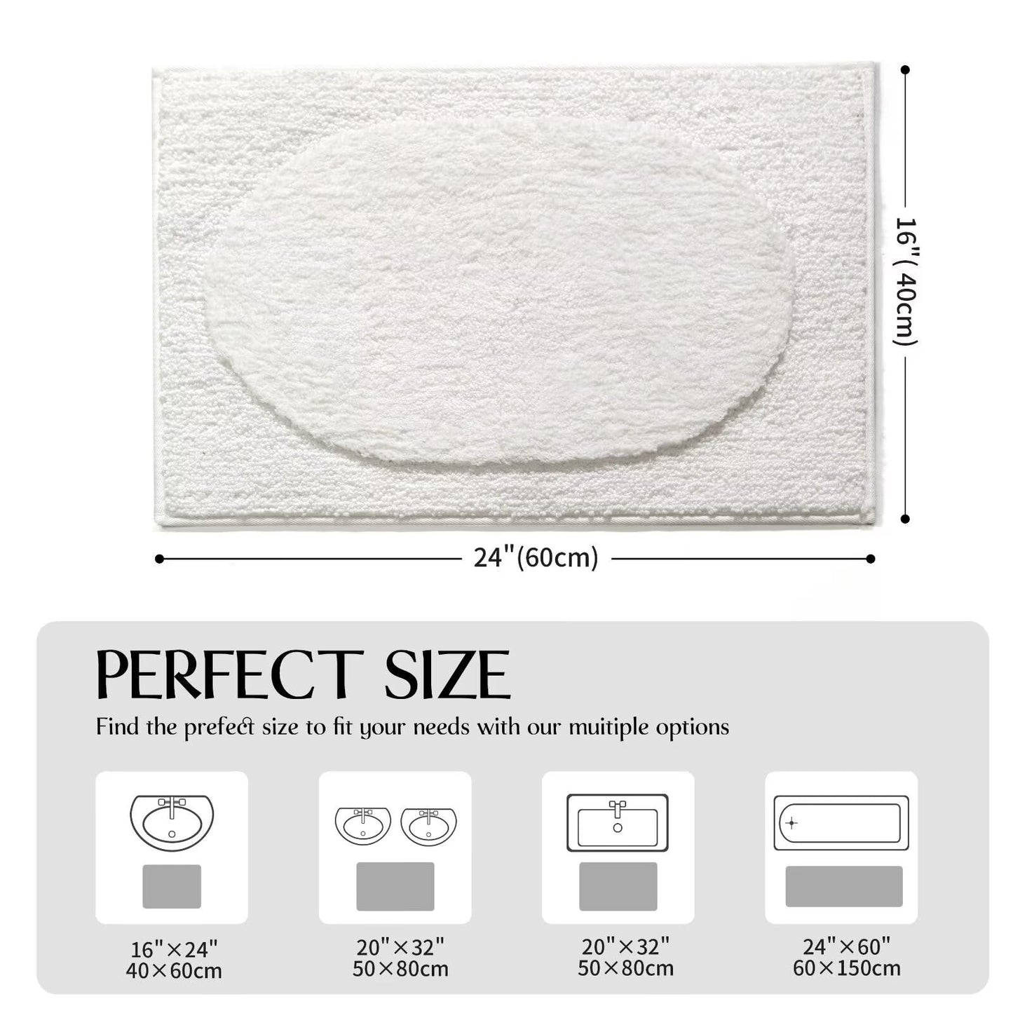 DEXDE Bathroom Rugs Non-Slip Mat for Bathroom Floor Shower,24x16 Beige | Thick Soft Absorbent Bath Mat, Quick Dry Microfiber Rug, Machine Washable Shower Floor Bathroom Mat Home Decor Accessories BST220