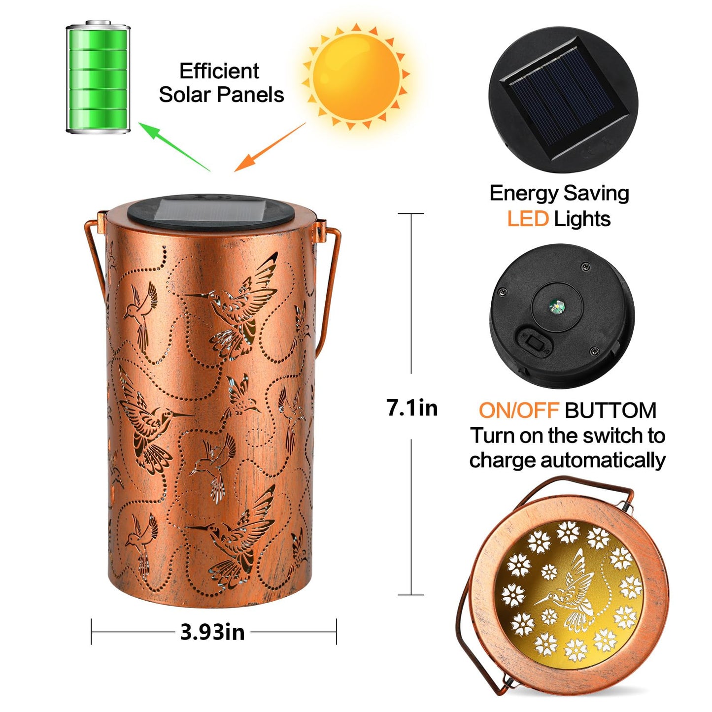 Solar Lanterns Outdoor Waterproof Butterfly Garden Decor Birthday Gifts for Women Mom Grandma, Hanging Solar Lights Metal Lantern Decoration Outside for Yard, Patio, Backyard, Porch