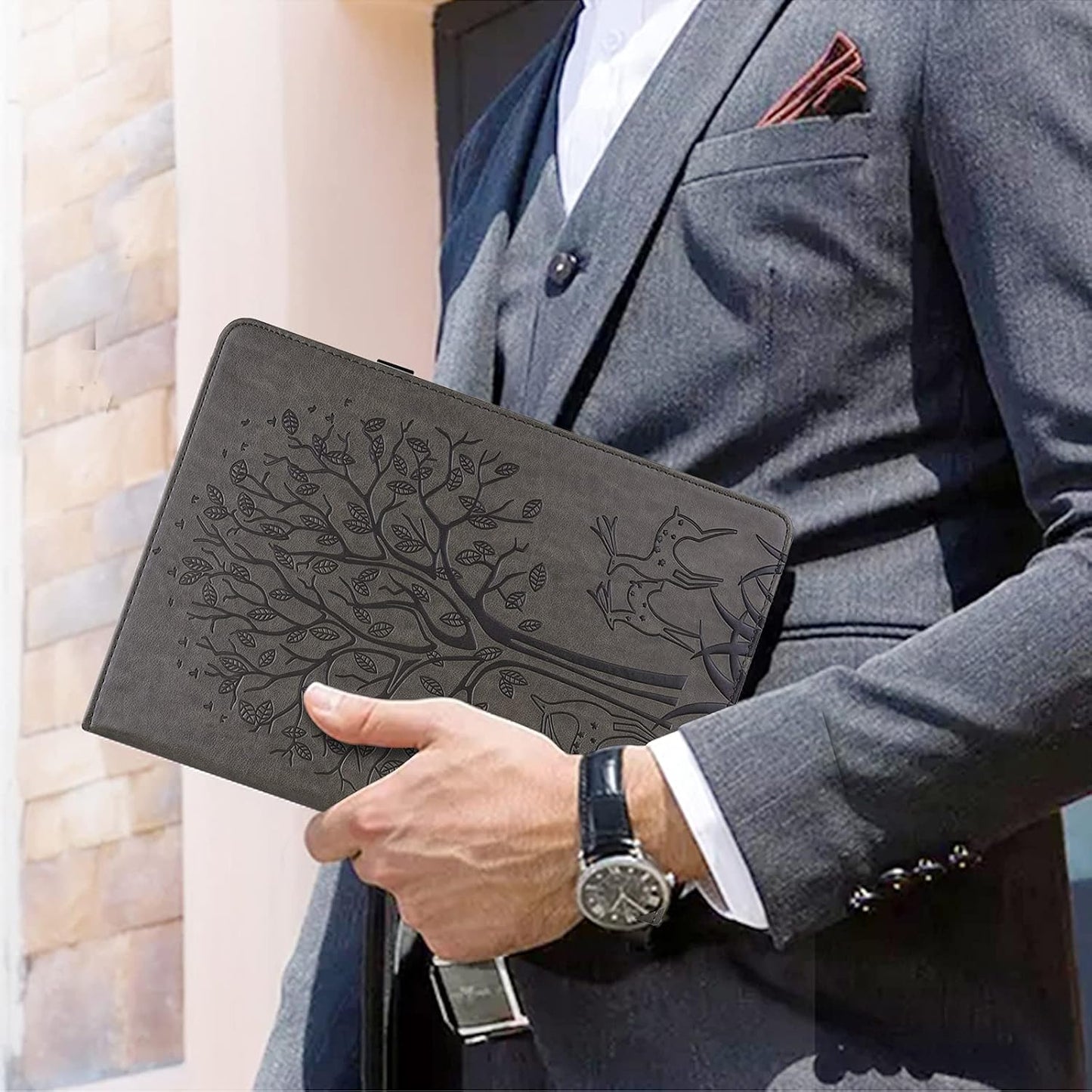 ALILANG Case for Samsung Galaxy Tab S2 9.7 Inch Case (SM-T810/T815/T813), PU Leather Card Slot Shockproof Smart Cover for Tablet Samsung Tab S2 Case-Gray WN420