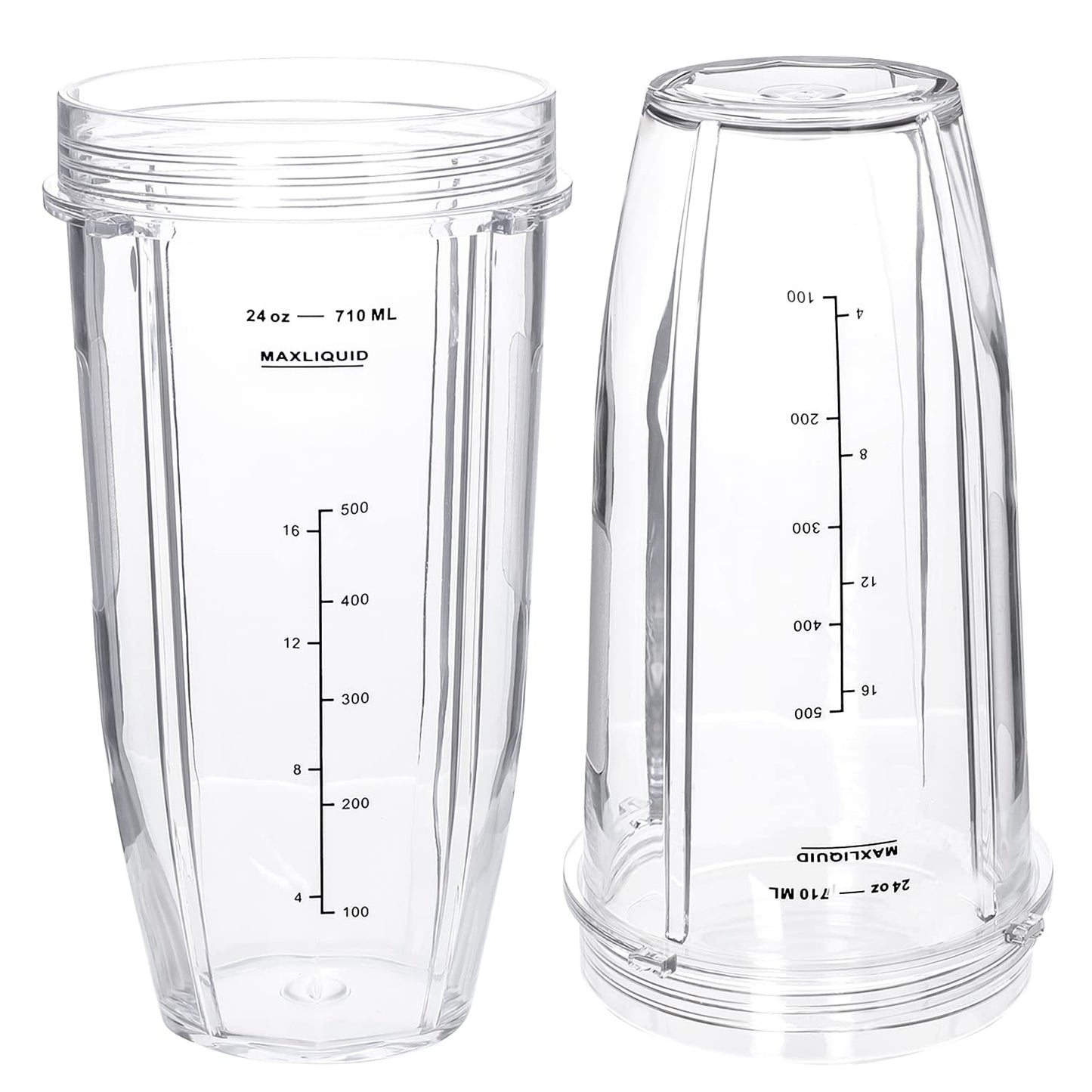 Replacement 24oz Blender Cup For Ninja BN401 BN751 BN801 BN800 BL450 BL456 BL480 Foodi SS401 SS101 TWISTi SS151 SS351 Cups Nutri Ninja Auto IQ Parts Lids Upgraded (2 Pack) BST220