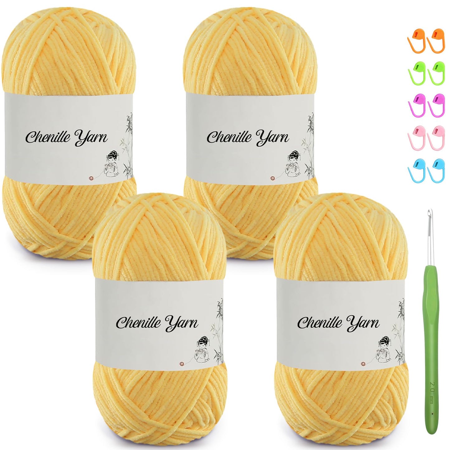 4 Pack of 1.76oz Chenille Yarn for Crocheting,158yards Soft Fluffy Velvet Yarn, Ideal Crochet for DIY Baby Blankets Toys Scarves Throw Pillows Hats Cushions(Purple) BST326L