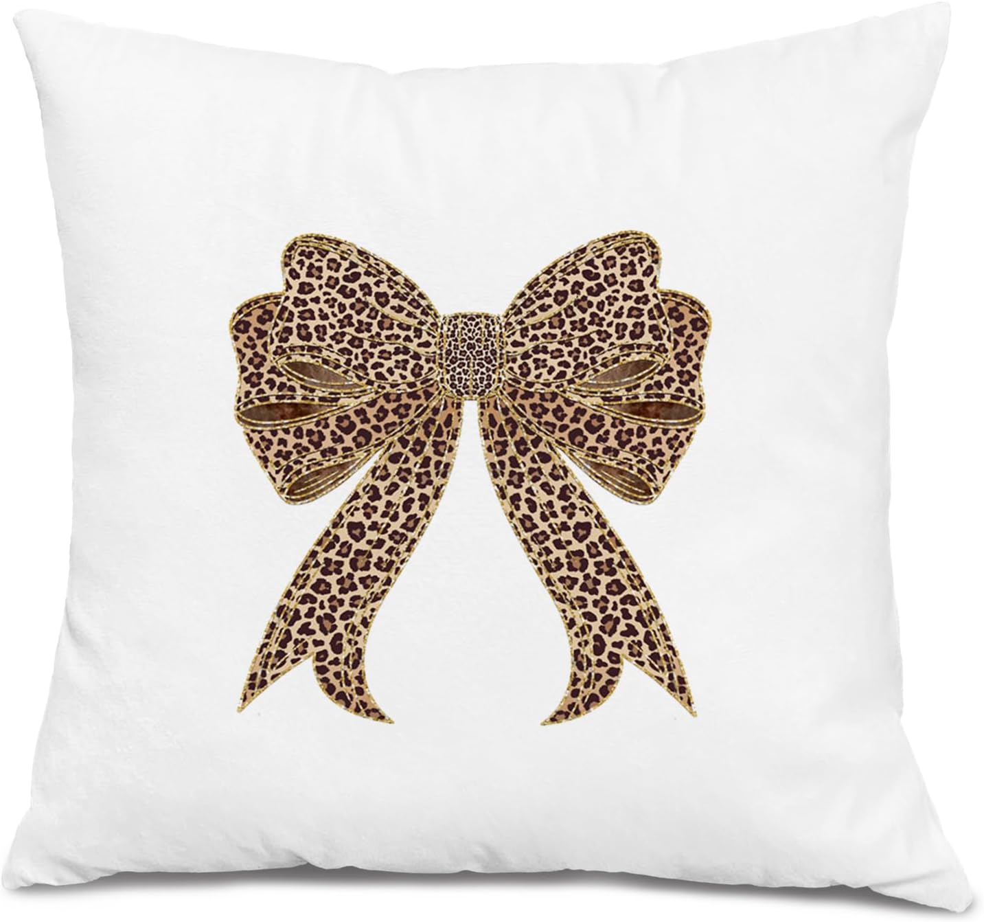 Coquette Leopard Print Bow Pillow Covers 18x18, Cheetah Print Room Decor, Coquette Room Decor, Trendy Preppy Girly Cheetah Decorative Throw Pillow Covers for Girls Bedroom Home Dorm Apartment BST326L