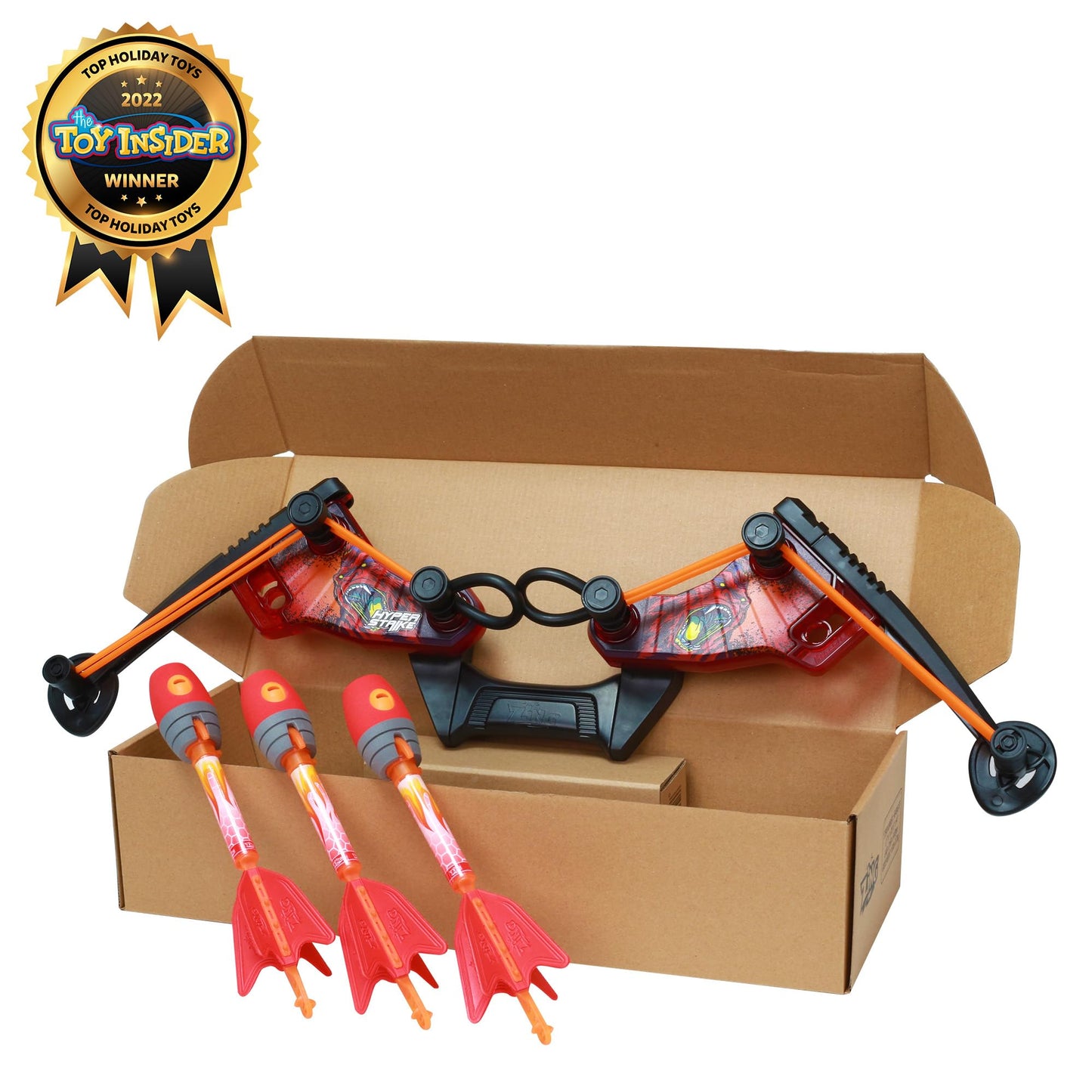 Zing HyperStrike FireTek Bow Archer Pack, Light Up Bow and Light Up Zonic Whistle Arrows, Shoots Arrows Over 200ft, Outdoor Play with Friends and Family, for Ages 14+ (Blue) DD1210