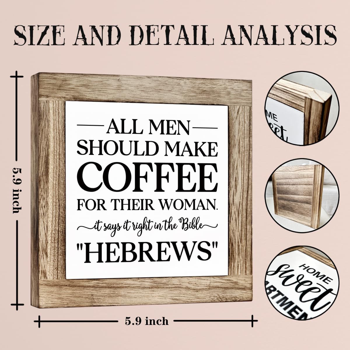 Funny Wooden Coffee Bar Decor Sign, Bar Decorations, in the Morning When Rise Give Me Jesus (and Coffee), Cafe Table Top Shelf Accessories, Cafe Signs Decor 5.9x5.9 Inches BST202
