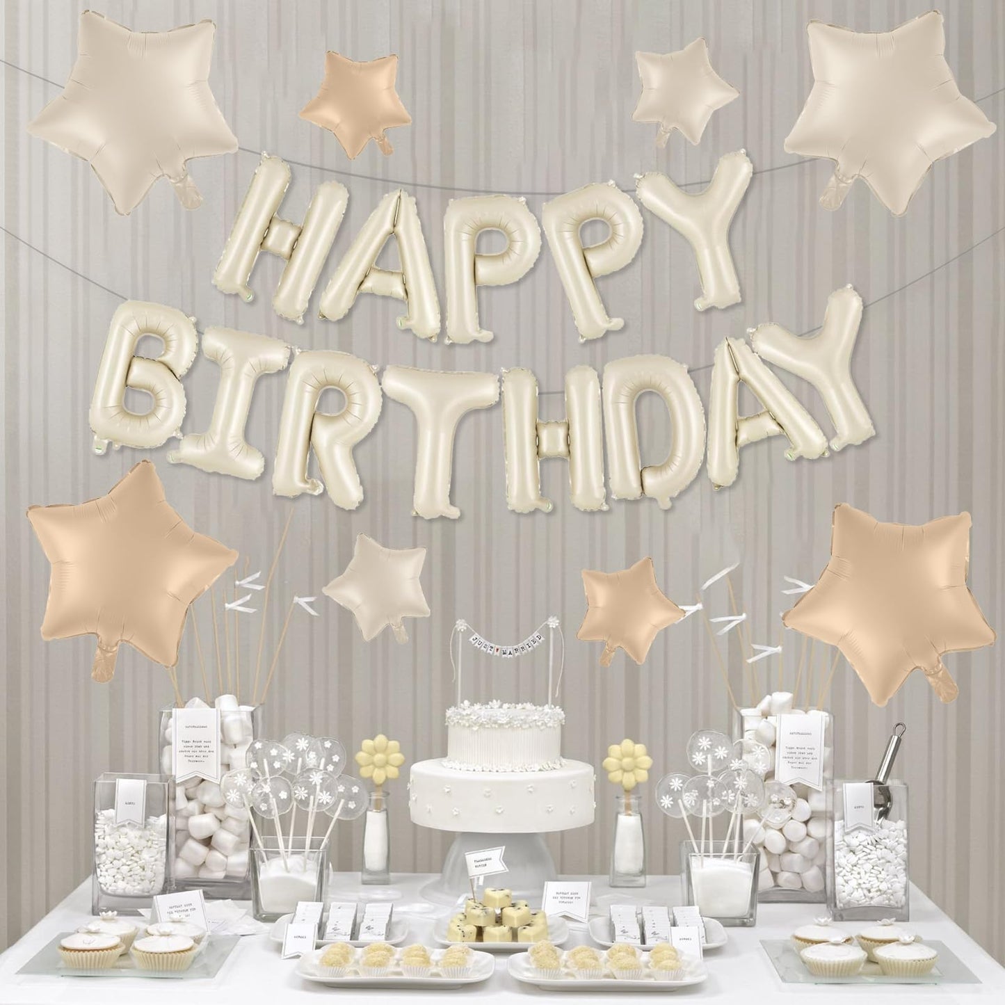 Happy Birthday Balloons Banner, Rainbow Happy Birthday Foil Balloons 16 Inch Foil Letter Balloon with 8 Pcs Gradient Blue Pink Star Balloon for Women Men Boys Girls Birthday Party Decoration WN420