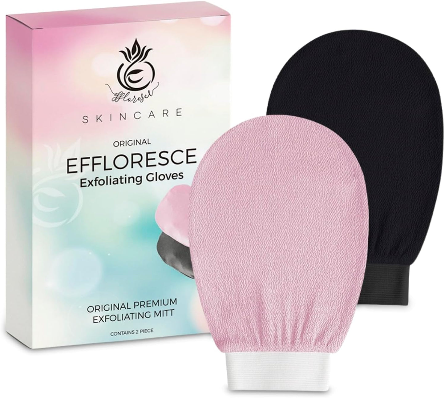 Exfoliating Glove Pack of 2 – Deep Cleaning Exfoliating Body Scrubber- Exfoliating Gloves for Shower for Smooth Radiant Skin – Dead Skin Remover & Body Scrub Mitt for Skin Cell Renewal WN420