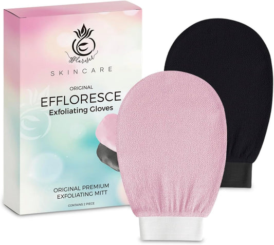 Exfoliating Glove Pack of 2 – Deep Cleaning Exfoliating Body Scrubber- Exfoliating Gloves for Shower for Smooth Radiant Skin – Dead Skin Remover & Body Scrub Mitt for Skin Cell Renewal WN420