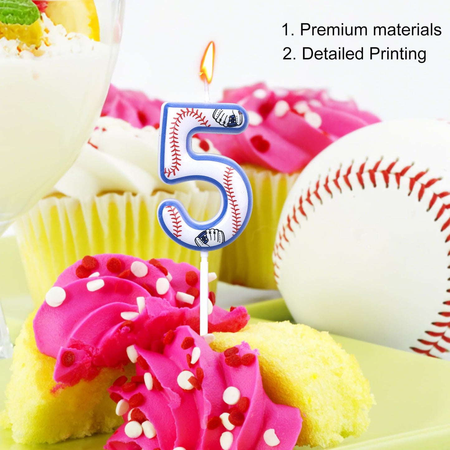 Baseball Birthday Candles, Baseball Themed Cake Topper for Boys Girls Number Candle for Sport Party Decorations & Supplies (Number 6) BST220