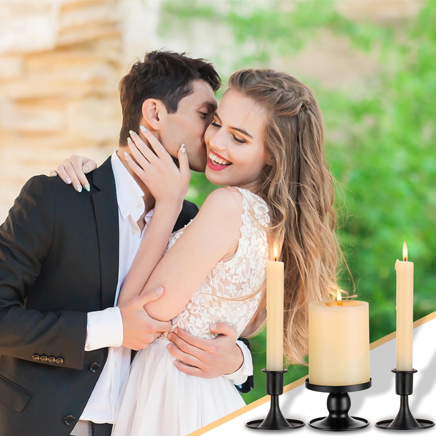 Unity Candle Holder - Unity Candle Holders for Weddings, Metal Unity Candlestick Holder Set of 3, Decorative Unity Candle Stand for Wedding Ceremony Table Centerpiece Decoration Gift (Silver) BST202