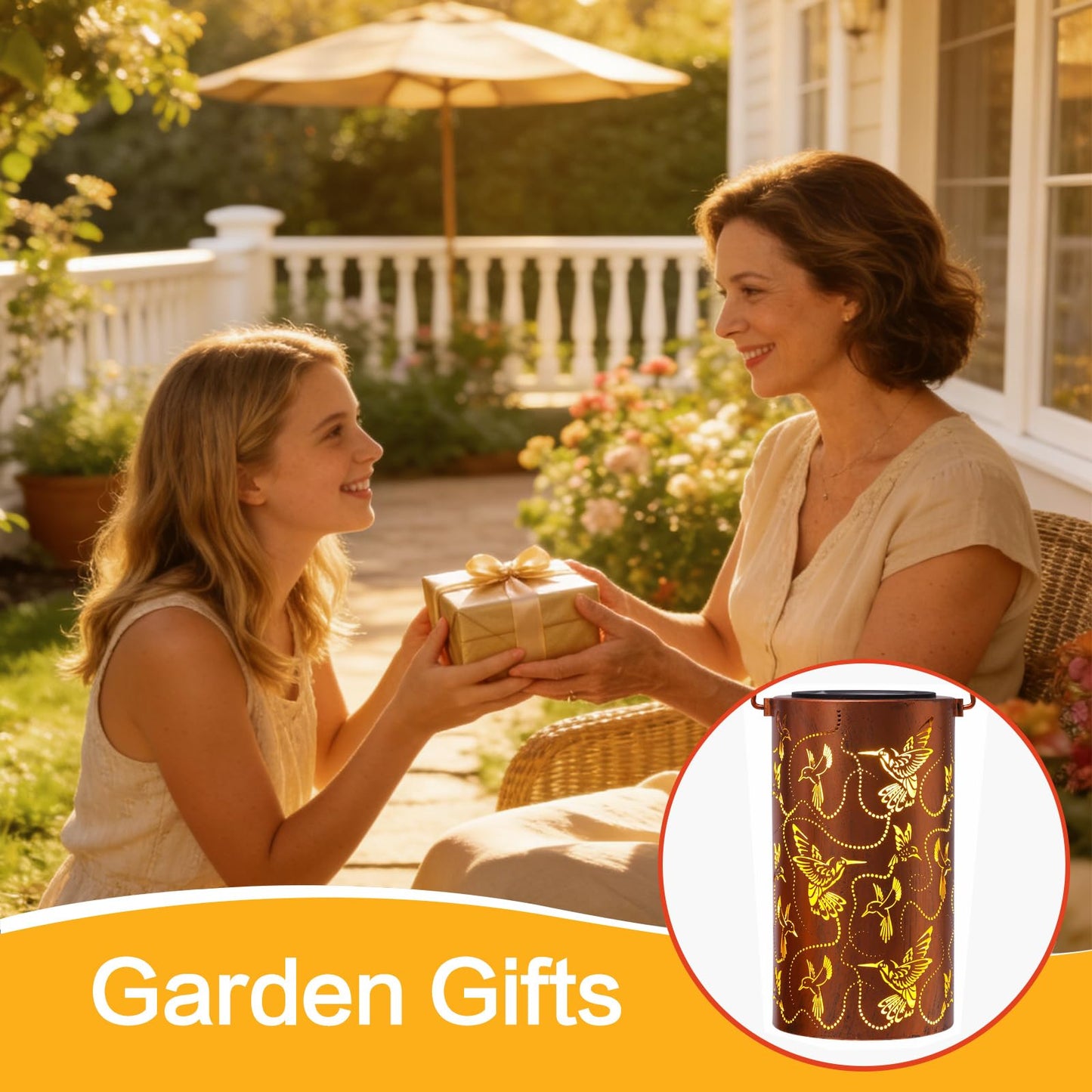 Solar Lanterns Outdoor Waterproof Butterfly Garden Decor Birthday Gifts for Women Mom Grandma, Hanging Solar Lights Metal Lantern Decoration Outside for Yard, Patio, Backyard, Porch