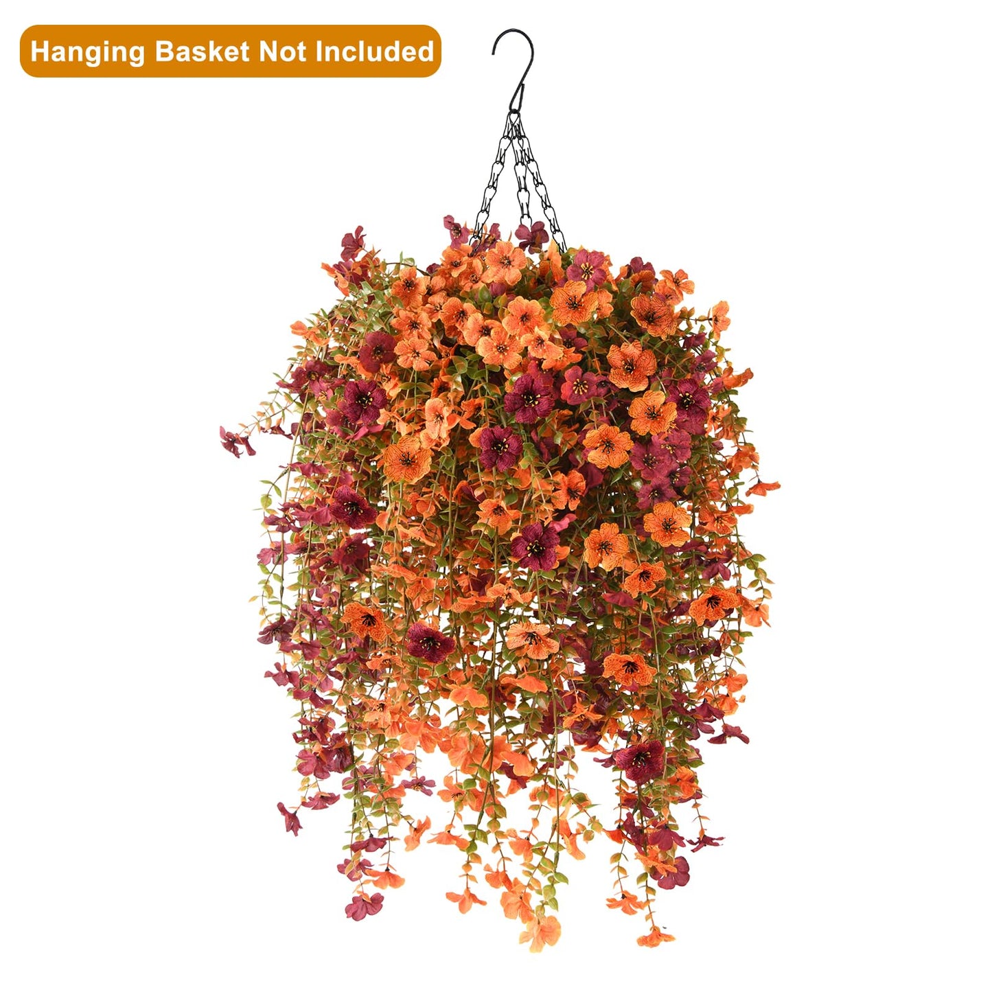 Artificial Hanging Flowers for Outdoor, 2PCS Fake Flowers Faux Silk Daisy with Eucalyptus Leaves, UV Resistant Aritificial Flowers for Spring Home Patio Yard Porch Decor (Light Purple Red) BST202