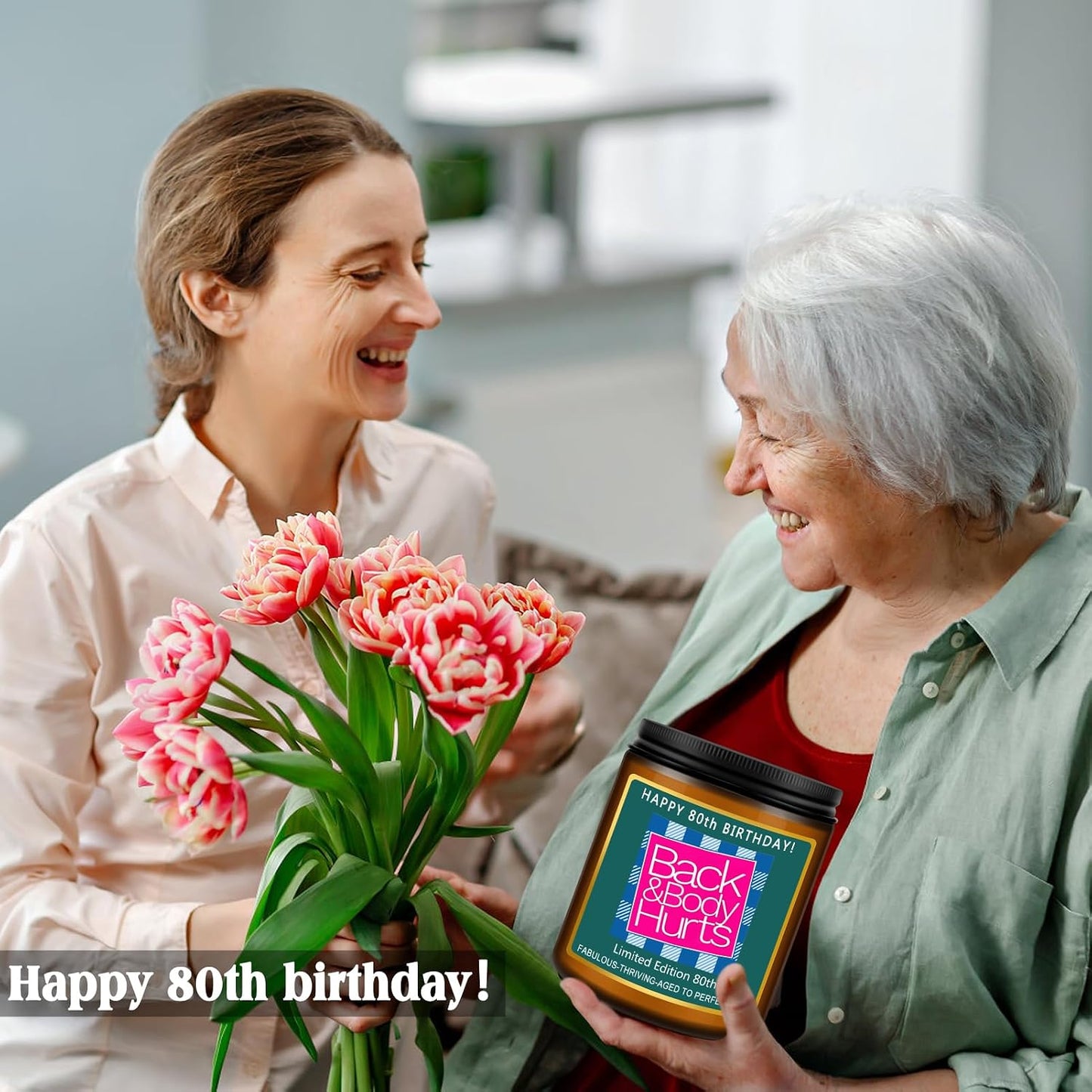 Happy 80th Birthday Decorations Gifts for Women Men, 80th Birthday Candles for Her Him, Funny 80 Years Old Ideas- Lavender Scented Candle BST326L