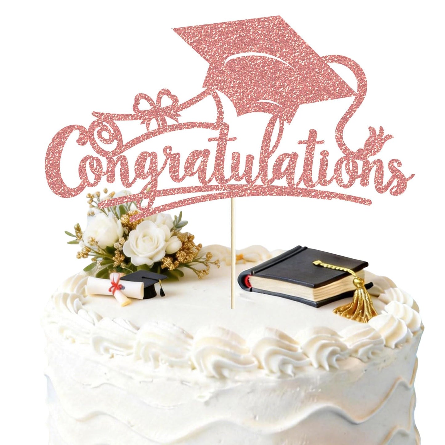 Congratulations 2026 Graduation Cake Topper Red Glittery Class of 2026 Cake Topper Congrats Grad Party Cake Decor for 2026 Senior High School College Grad Party Supplies Decorations BST220