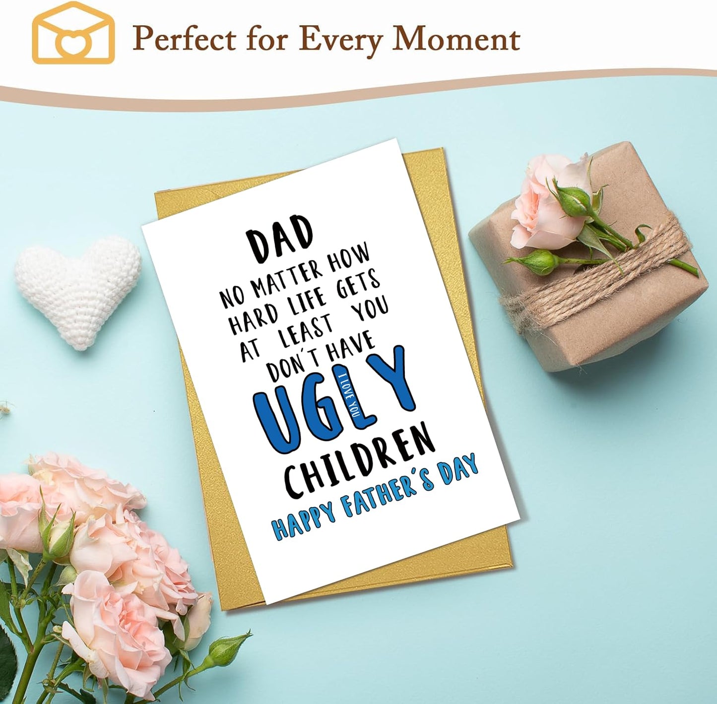 Funny Fathers Day Card for Dad Stepdad Bonus Dad Husband Grandpa, Humorous Happy Father's Day Card Gift from Son Daughter Grandson Granddaughter, Unique Fathers Day Card for Him BST202