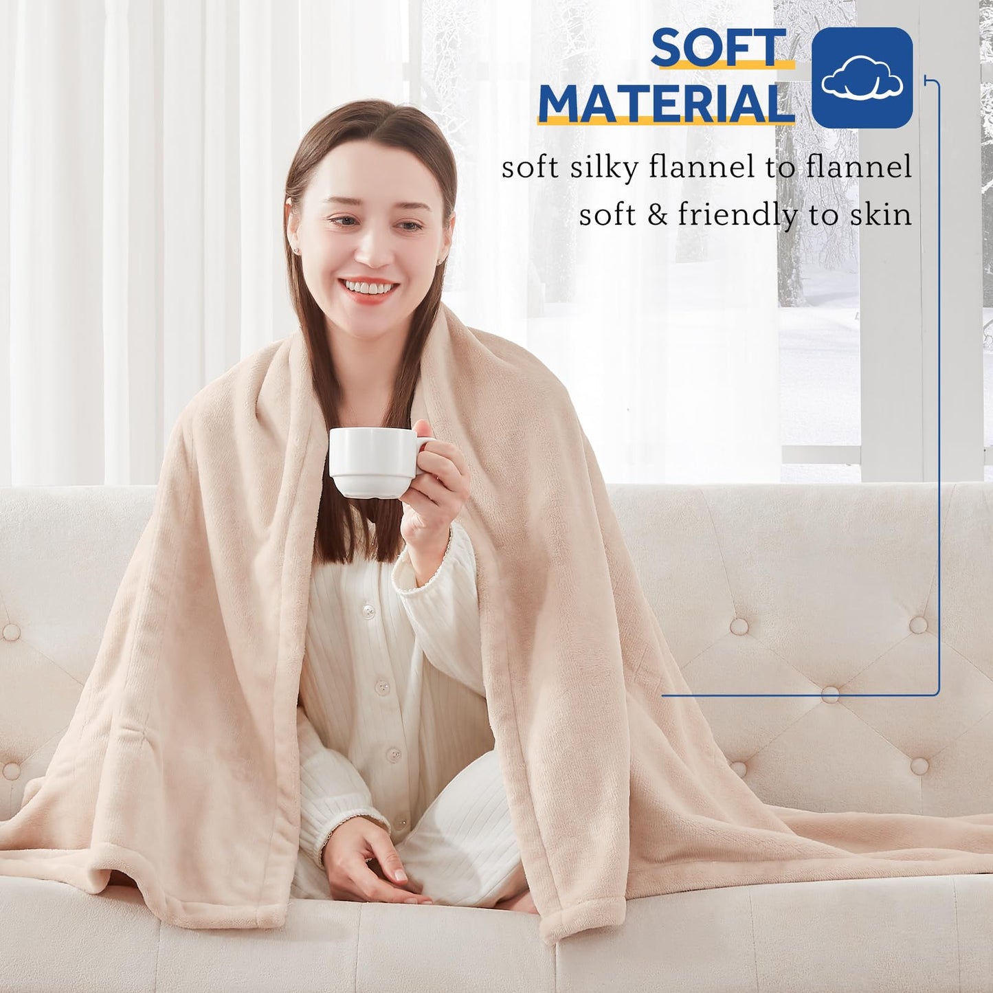 Sealy Heated Electric Blanket Queen Size, Flannel Electric Blanket with 10 Heating Levels & 1-12 Hours Auto Shut Off, Fast Heating Warming Blanket, Machine Washable, Grey, 84 x 90 Inch