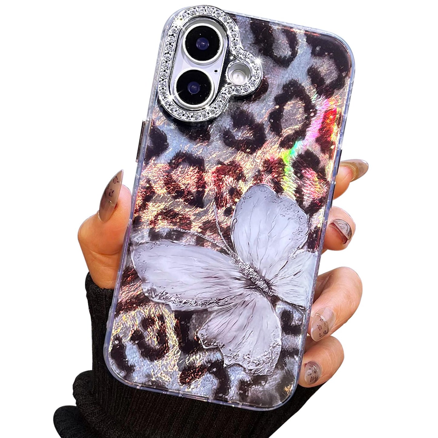 I-MGAE-IN-AR Compact Case for iPhone 16 Holographic Cloud Design,Cute Trendy Soft Slim TPU Shockproof Protective Phone Cases Cover for Women Girls Aesthetic Glitter WN420