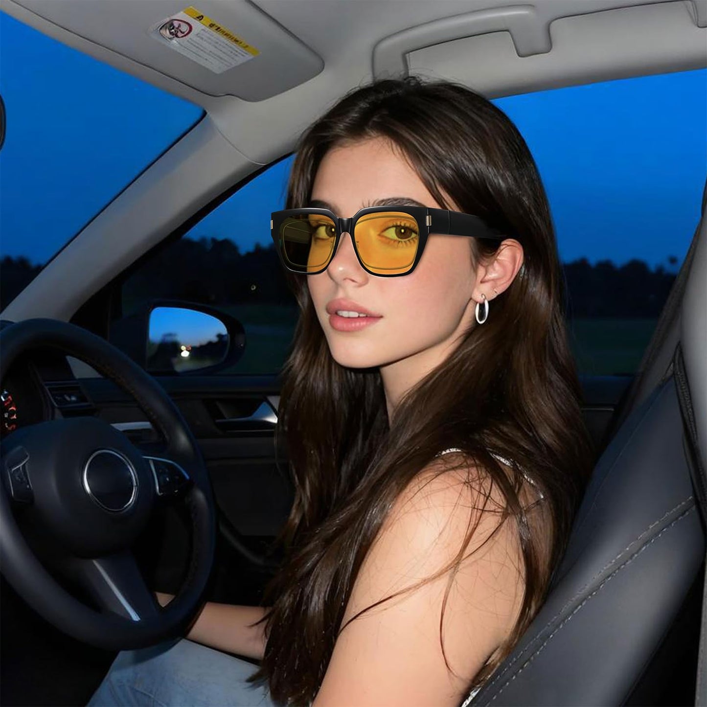 HAOLOTA Night Vision Driving Glasses Fit Over Glasses for Women Men, Anti Glare Polarized Nighttime Yellow Lens WN420