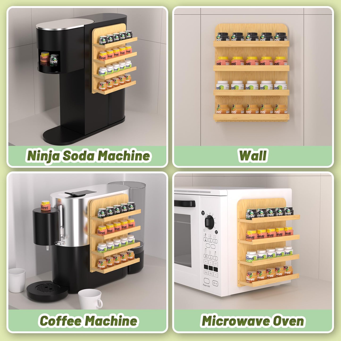 Bamboo Flavor Pods Holder Compatible with Ninja Thirsti - Holds 20 Flavor Water Drops N28