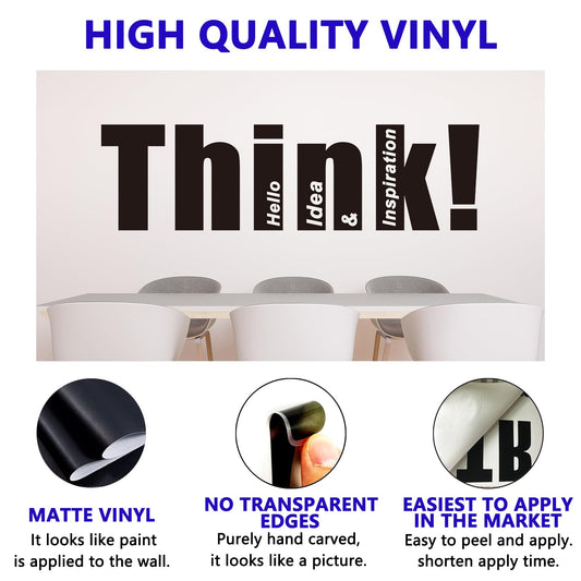 Motivational Quotes Wall Stickers for Office: Inspirational Positive Vinyl Art Wall Decals for Bedroom Classroom School - Think 35" X 9.8" BST220