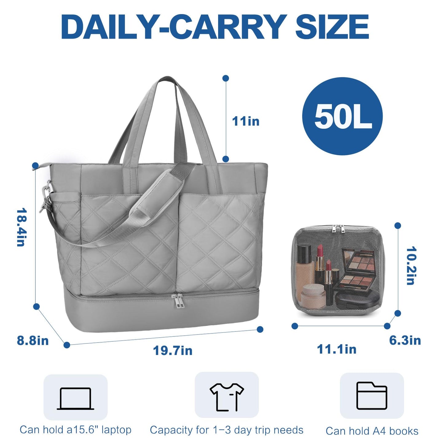 Large 4-in-1 Leather Duffle Bag for Travel Weekender Overnight Hospital Gym Bag for Men & Women, Carry On Airline Approved Personal Item Duffel Garment Bag Luggage with Shoe Compartment & Toiletry Bag BST326H