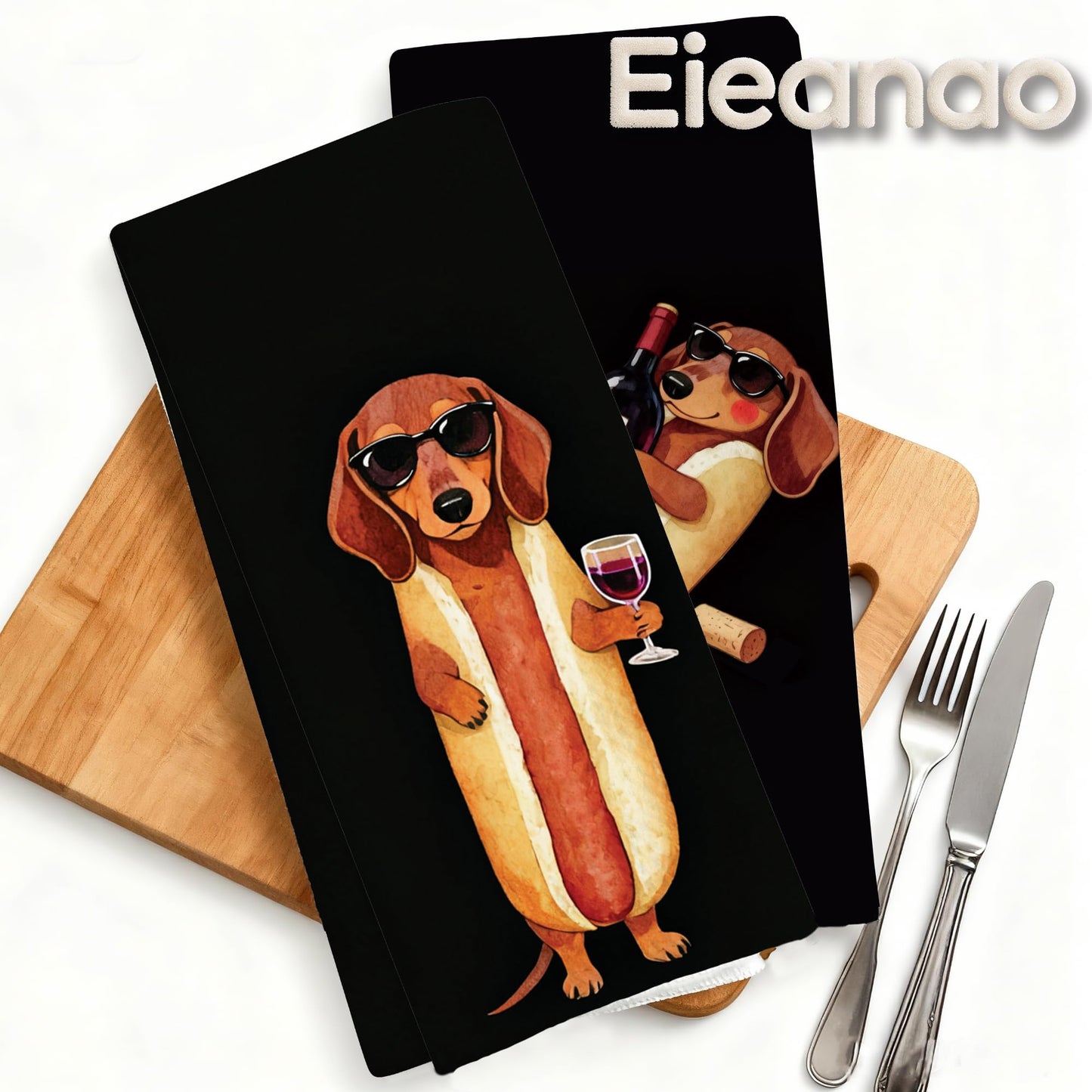 Funny Cat Gifts Kitchen Towels, Cute Cat with Knife and Fork Microfiber Dish Tea Towel for Kitchen Decor, Funny Cats Cooking Decor, is It Dinner Time Yet, 16x24 Inch BST220