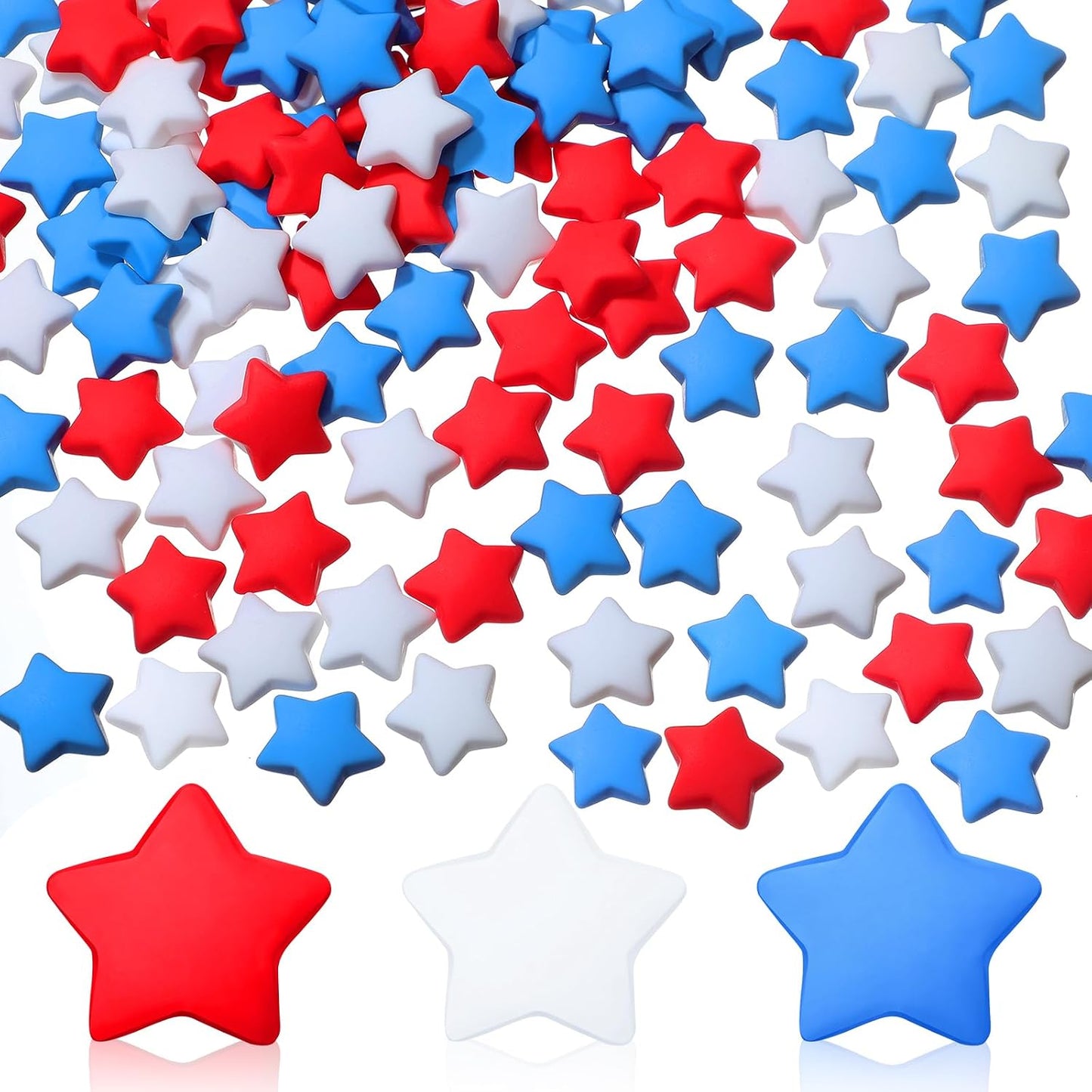 Weysat 150 Pcs Red White and Blue Stars Memorial Day Patriotic Vase Filler Decorations 250th Anniversary Independence Day Table Centerpieces 4th of July Resin Table Scatter (0.8 Inch) BST326L