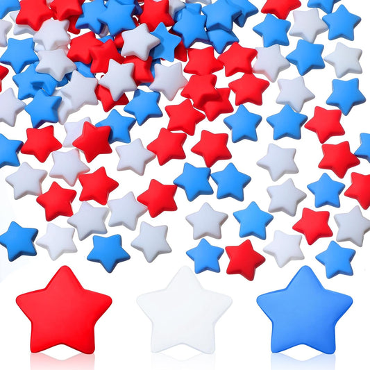 Weysat 150 Pcs Red White and Blue Stars Memorial Day Patriotic Vase Filler Decorations 250th Anniversary Independence Day Table Centerpieces 4th of July Resin Table Scatter (0.8 Inch) BST326L
