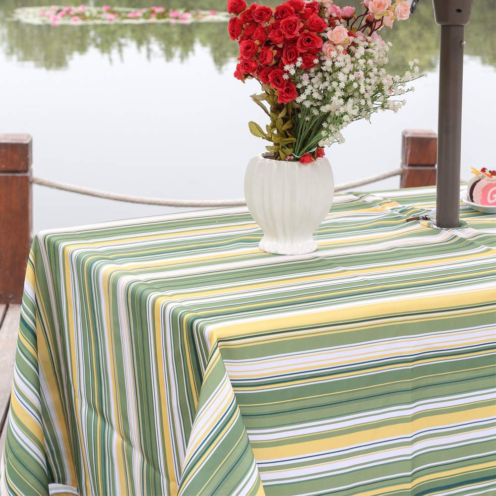 Eternal Beauty 52” Round Tablecloth Waterproof Outdoor Tablecloth with Umbrella Hole Zipper for Spring Summer Patio Picnic Tables (Tropical Palm Leaf) BST326H