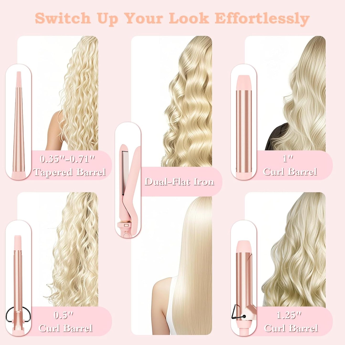 Ufree Proffessional 5 in 1 Hair Curler with Ceramic Barrels (0.35"-1.25") 77