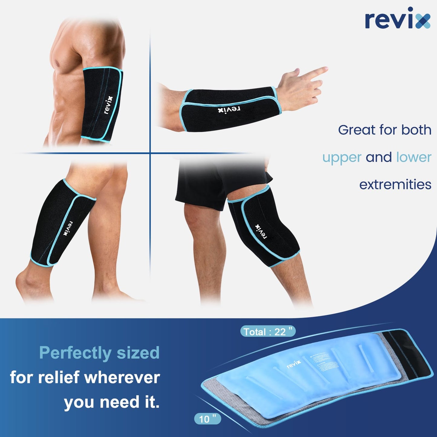 REVIX Shin Ice Pack Reusable Leg Ice Pack Wrap Cold Therapy Compression Sleeve N25