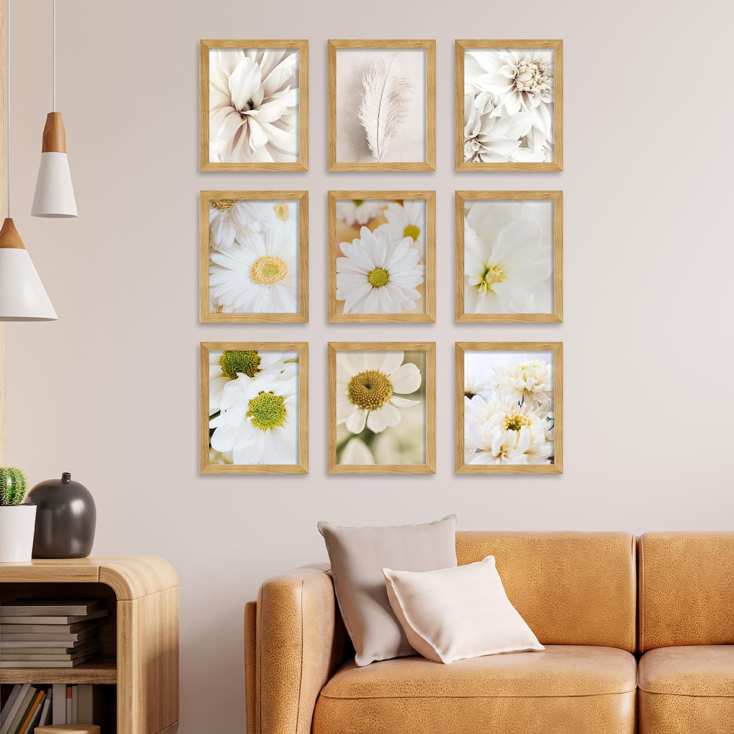 YESKAY 8x10 Picture Frame Set of 9, Display Pictures 5x7 with Mat or 8 x 10 Without Mat, Multi Photo Frames for Wall Mounting or Table Top Display, Blue BST326H