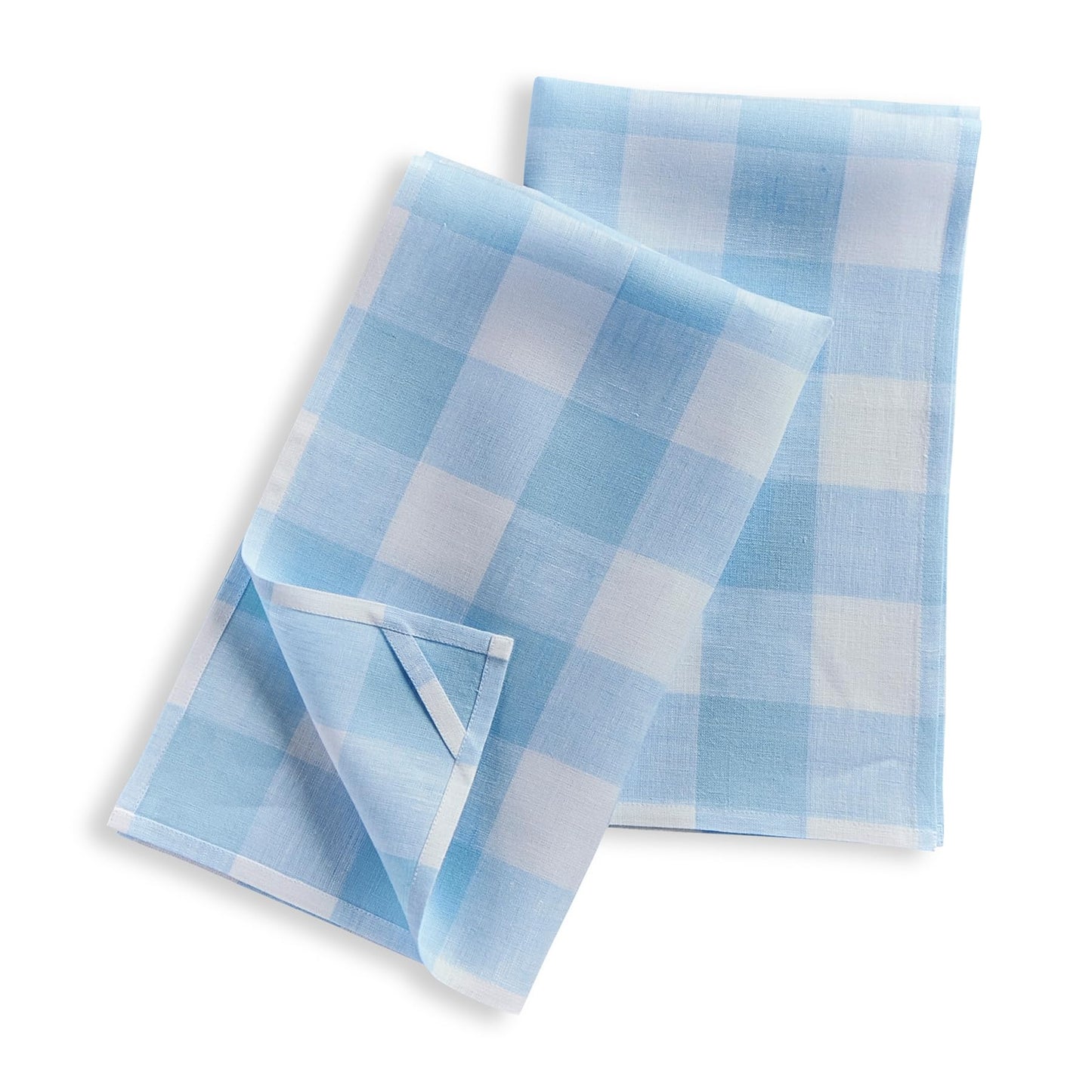Solino Home 100% Linen Tea Towels Blue Bell Check, 16.5 x 26.5 in, Set of 2 | Buffalo Check Tea Towels absorbent and quick drying; buffalo checkered weave, mitered corners; Pure Linen; OEKO-TEX Certified BST326SOLH