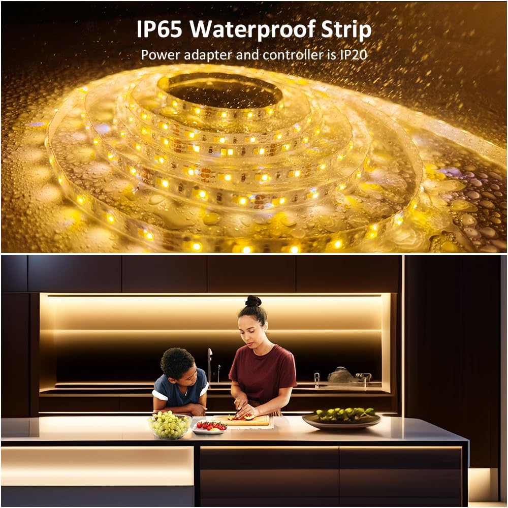 NOVOSTELLA 20ft Tunable White LED Strip Light kit Dimmable 3000K-6500K 24V LED Tape Light with Remote Flexible Rope LED Ribbon for Bedroom Home Lighting Mirror Kitchen Bar Cabinet Daylight Warm White