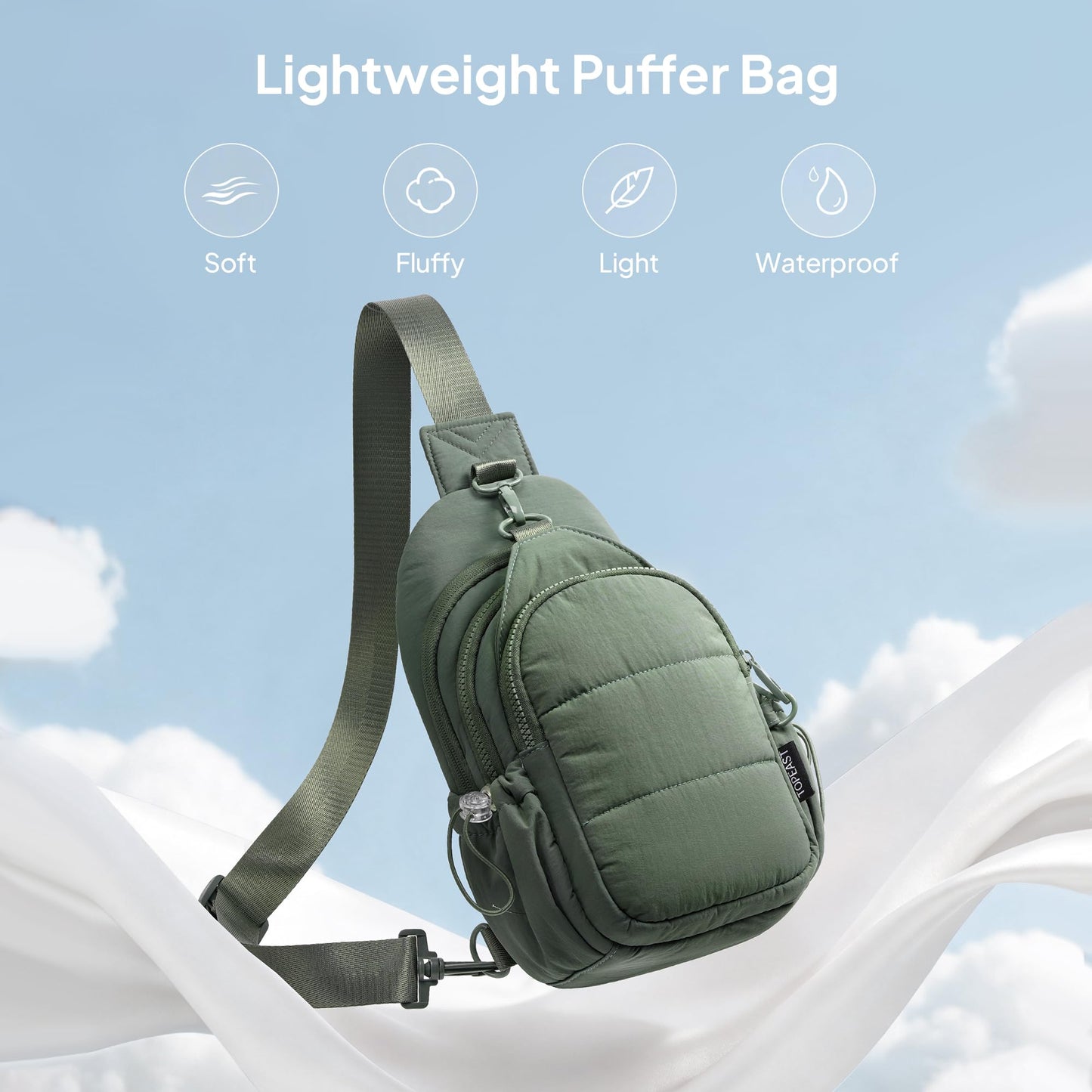 TOPEAST Sling Bag for Women, Anti-Theft Crossbody Bag with RFID Blocking & Small Water Bottle Holder for Travel BST202