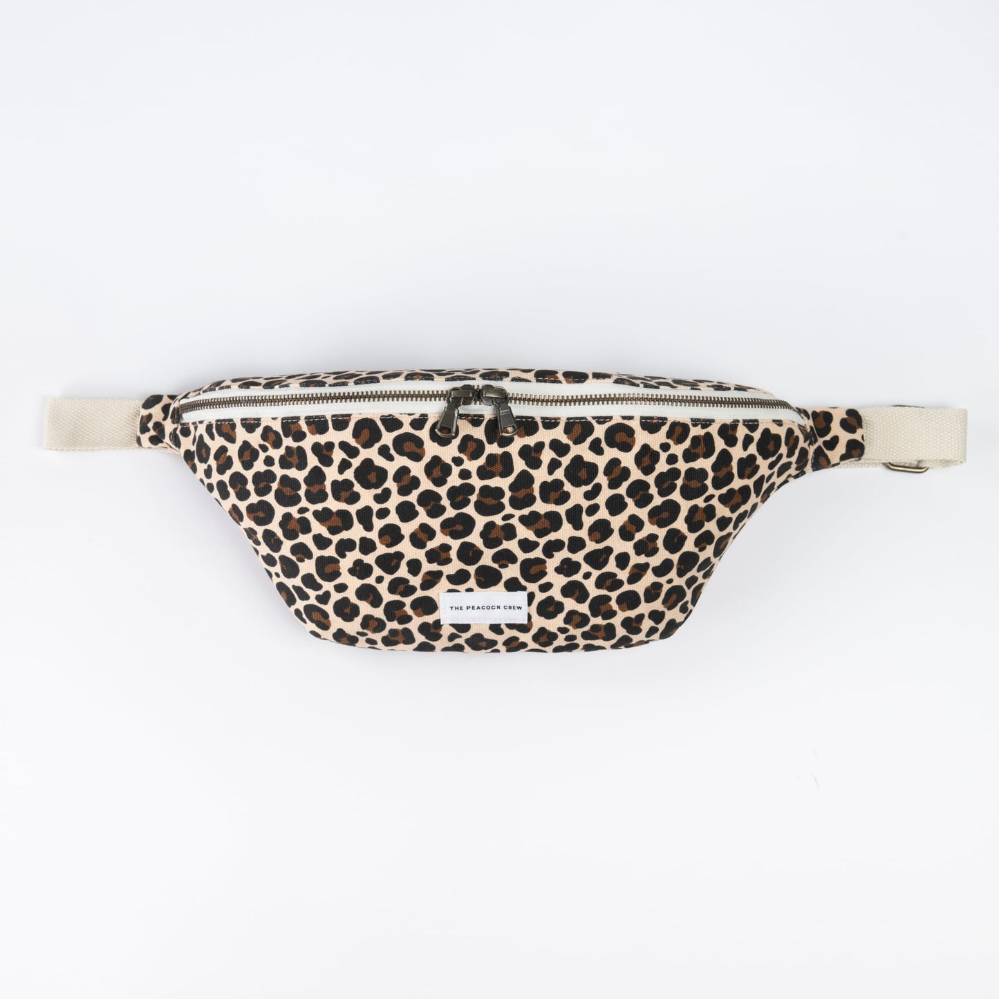 The Peacock Crew Spacious Leopard Print Crossbody Belt Bag in Cotton Canvas – Lightweight Comfortable & Elegant Sling Pouch Travel Safe Design & Daily Use – Dual Zippers Fanny Pack for Men & Women BST220