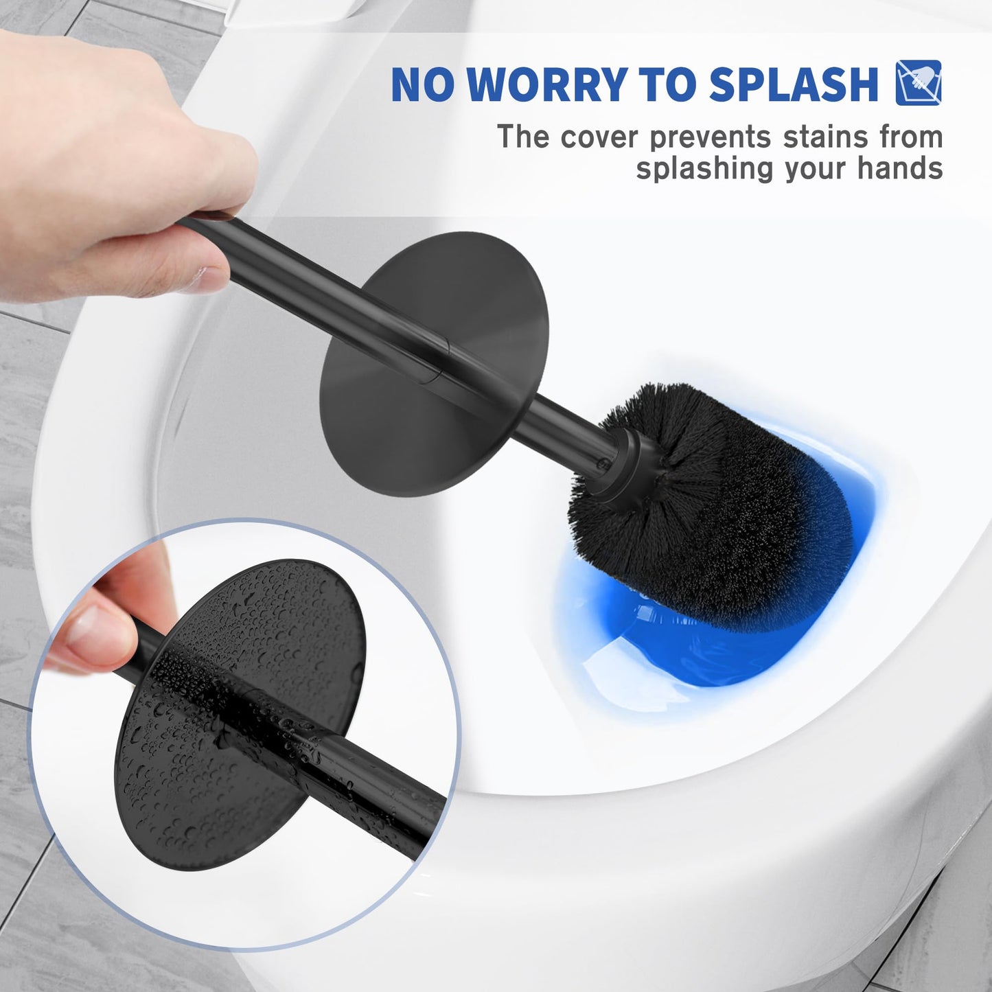 Toilet Brush and Holder, 2 Pack Toilet Brush Stainless Steel, Toilet Bowl Brush for Bathroom Toilet-Ergonomic, Elegant,Durable (Silver)