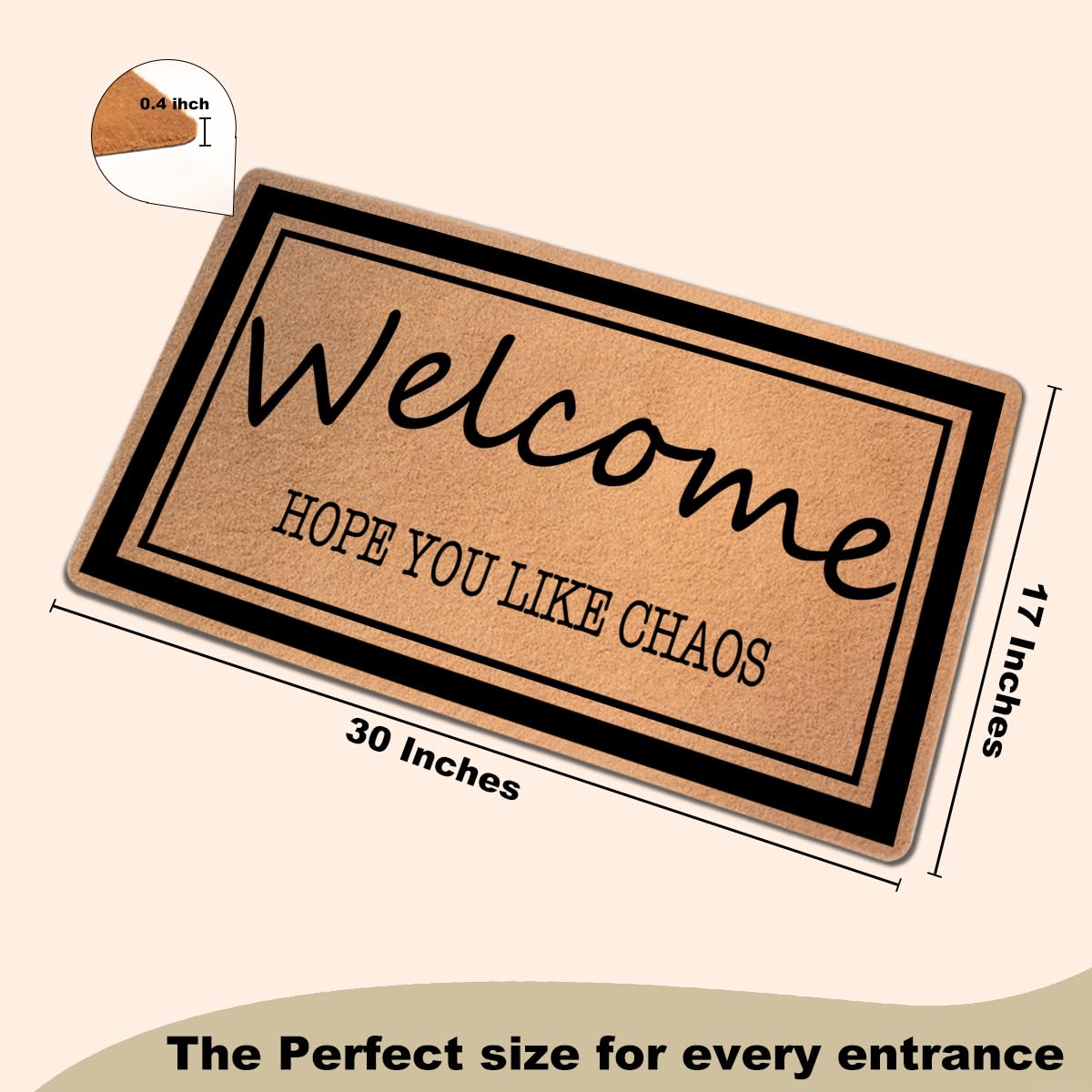 Funny Cat Door Mat 18x30 Inch, Faux Coco Coir Doormat with Non-Slip PVC Backing, Cats Printed Welcome Mat for Outdoor Indoor Entryway Porch Home Kitchen Patio, Cat Lover Gifts for Women Mom BST202