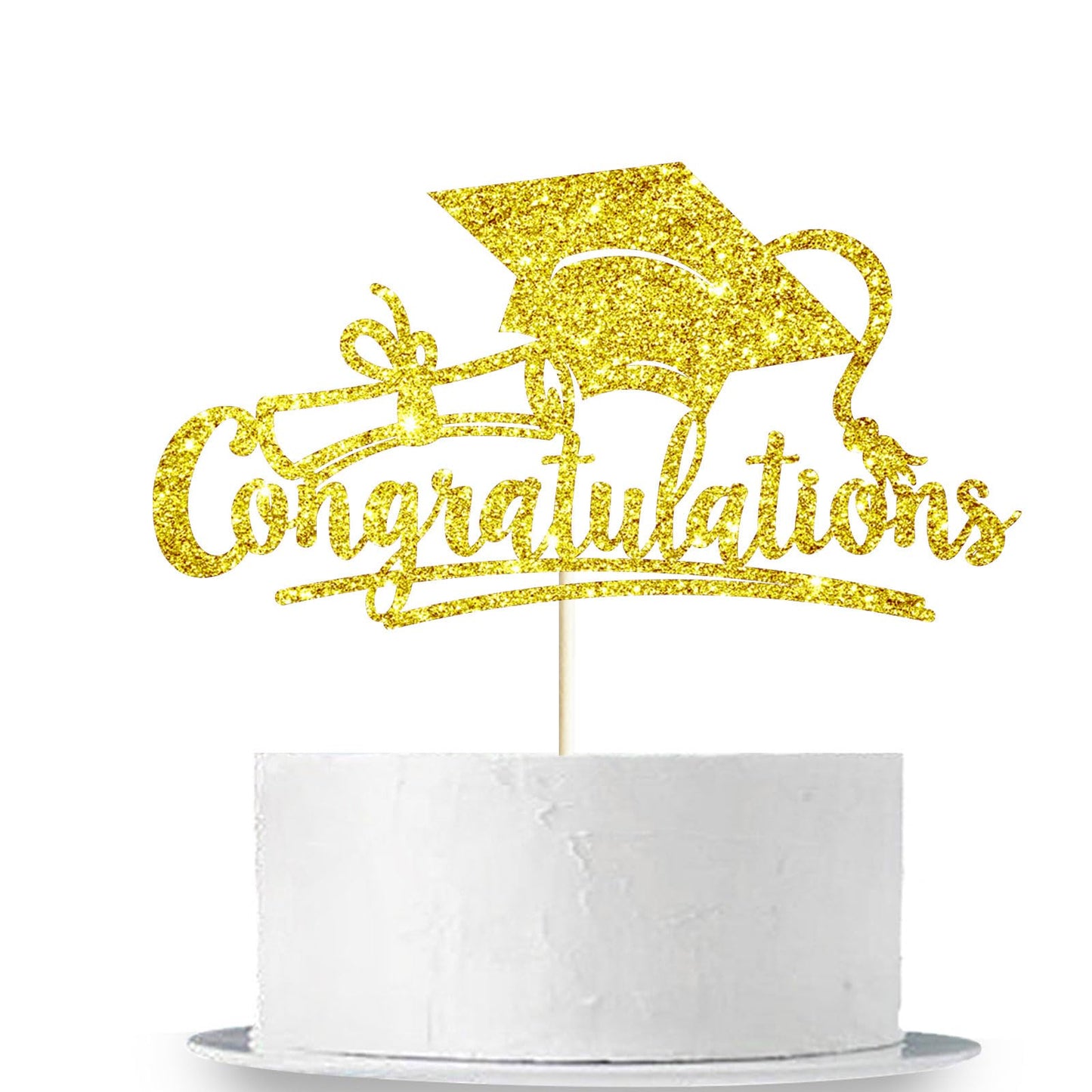 Congratulations 2026 Graduation Cake Topper Red Glittery Class of 2026 Cake Topper Congrats Grad Party Cake Decor for 2026 Senior High School College Grad Party Supplies Decorations BST220