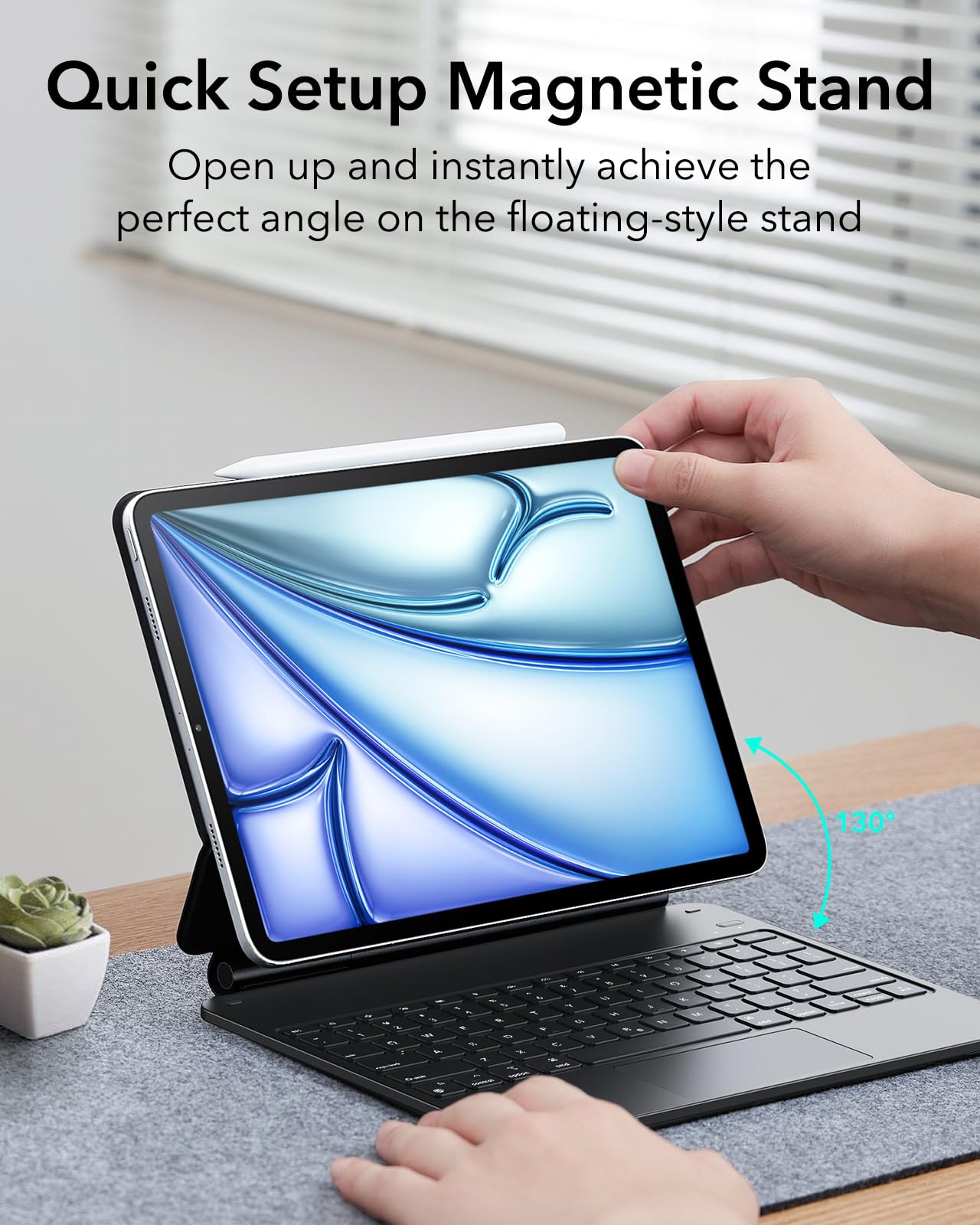 ESR for iPad Air 13 Inch Case Keyboard M4/M3/M2 (2026/2025/2024) & iPad Pro 12.9 inch (6th/5th/5th/3rd) Magic Keyboard, Easy-Set Floating Cantilever Stand, Precision Multi-Touch Trackpad, White