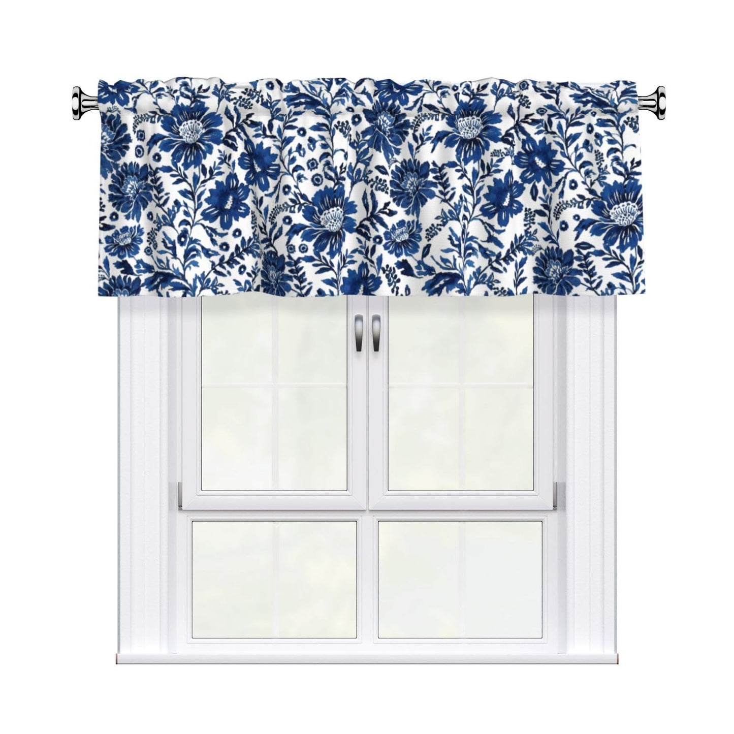 Patriotic Valance for Kitchen 2 Pack 54"x18" American Flag Curtains for Windows Red White Blue Stars 4th of July Independence Day Eucalyptus Leaf Window Treatment Rod Pocket Valance for Home Decor BST326L