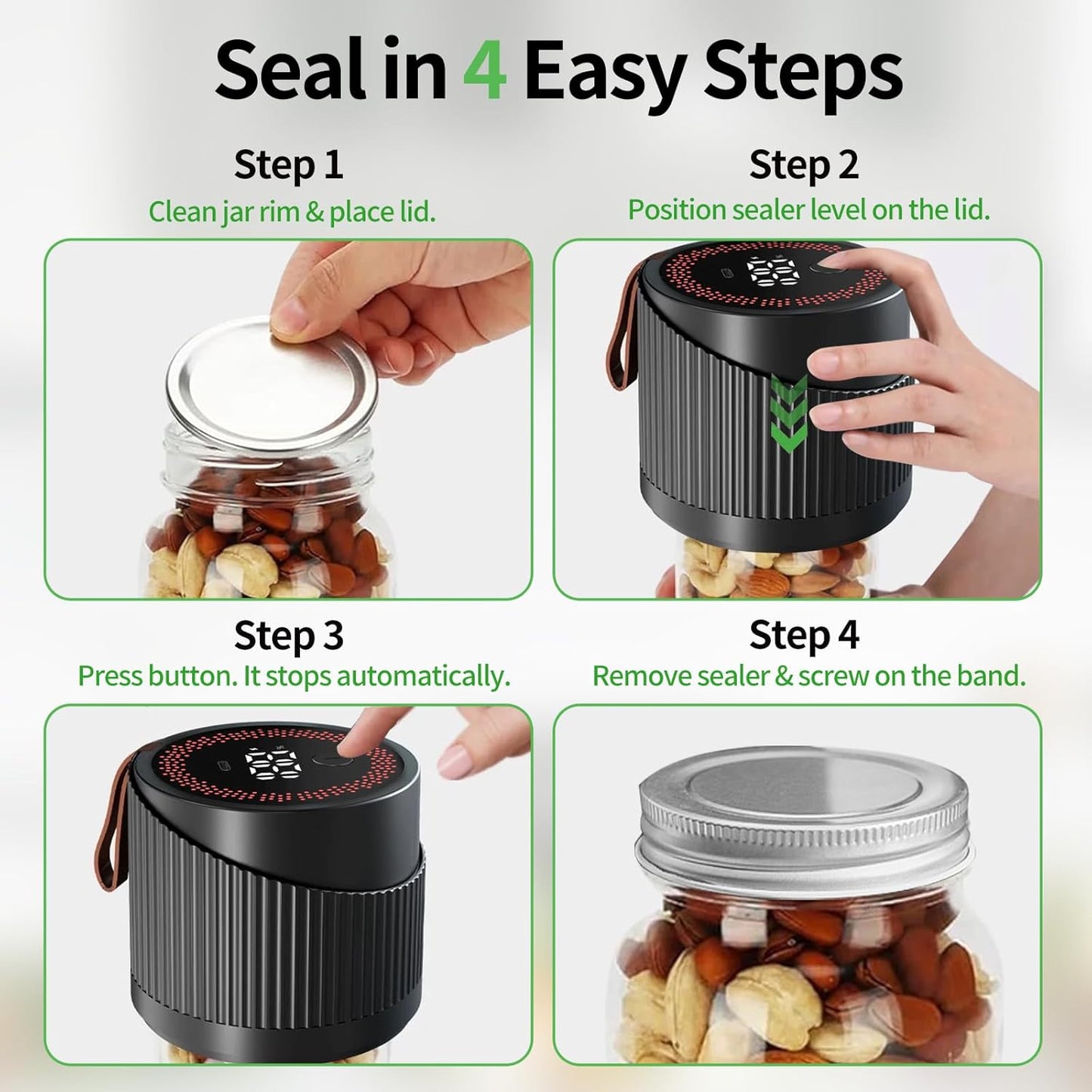 Electric Mason Jar Vacuum Sealer Kit for Wide and Regular Mouth Jars 7071